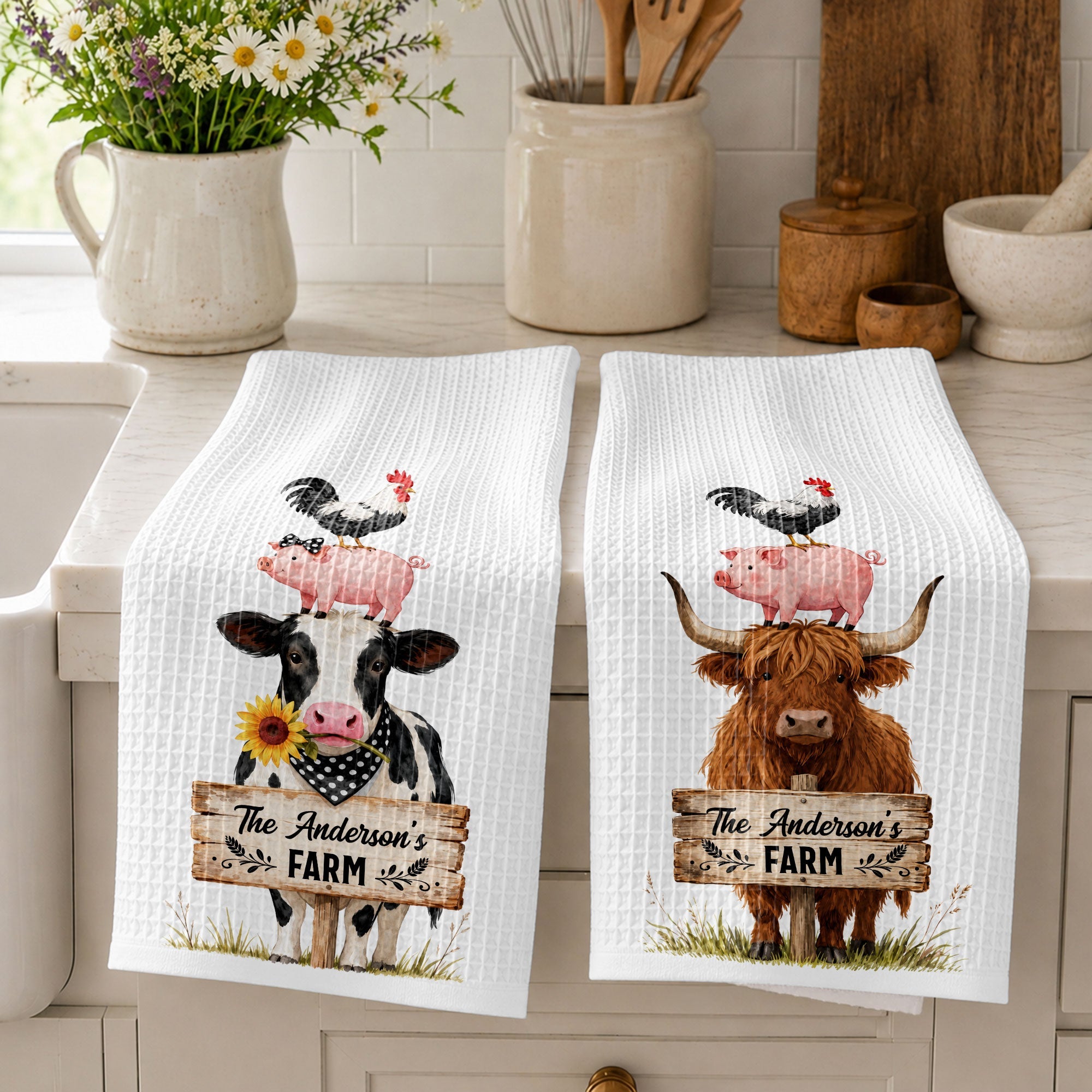 Personalized Farm Kitchen Towel Custom Family Name Gift Kitchen Towel GradoCreations
