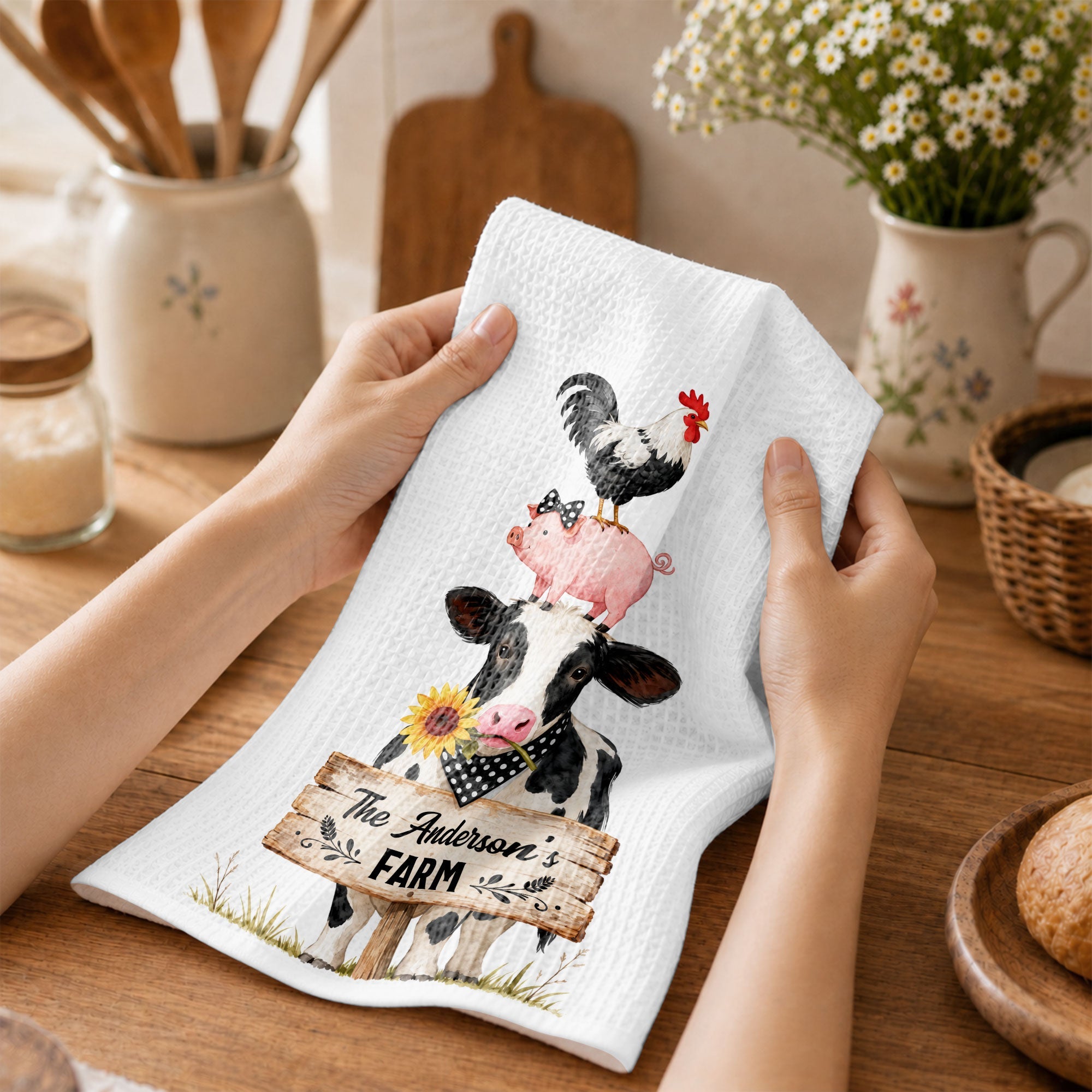 Personalized Farm Kitchen Towel Custom Family Name Gift Kitchen Towel GradoCreations