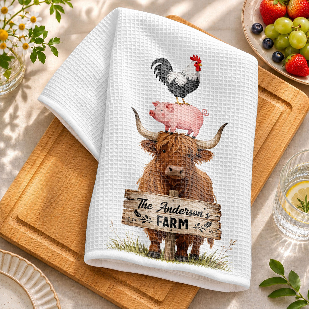 Personalized Farm Kitchen Towel Custom Family Name Gift Kitchen Towel GradoCreations