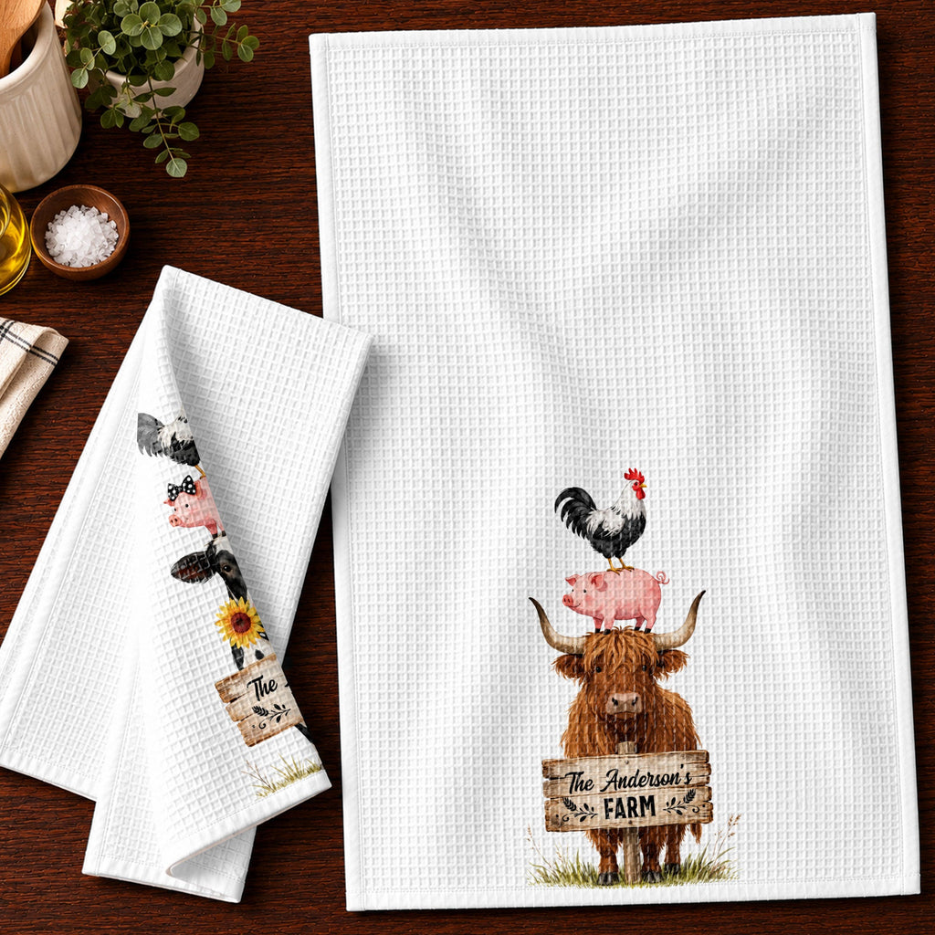 Personalized Farm Kitchen Towel Custom Family Name Gift Kitchen Towel GradoCreations