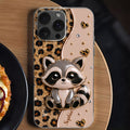 Personalized Clear Phone Case Cute Raccoon Glitter Design Gift