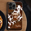 Personalized Clear Phone Case Cute Highland Cow Design Gift