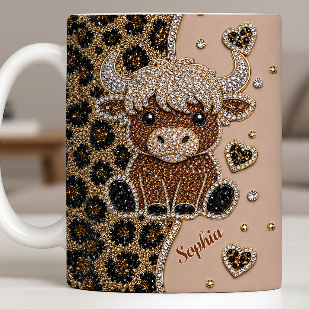 Personalized Highland Cow Coffee Mug Custom Name Gift for Cow Lovers Edge-to-edge Mug GradoCreations