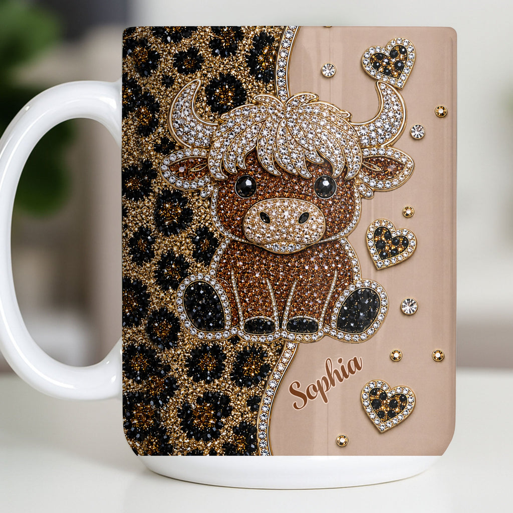 Personalized Highland Cow Coffee Mug Custom Name Gift for Cow Lovers Edge-to-edge Mug GradoCreations