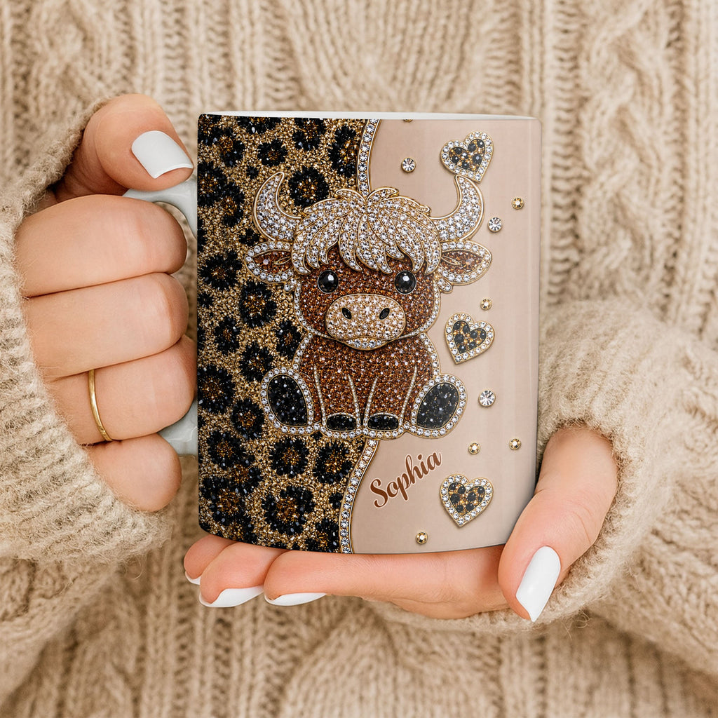 Personalized Highland Cow Coffee Mug Custom Name Gift for Cow Lovers Edge-to-edge Mug GradoCreations
