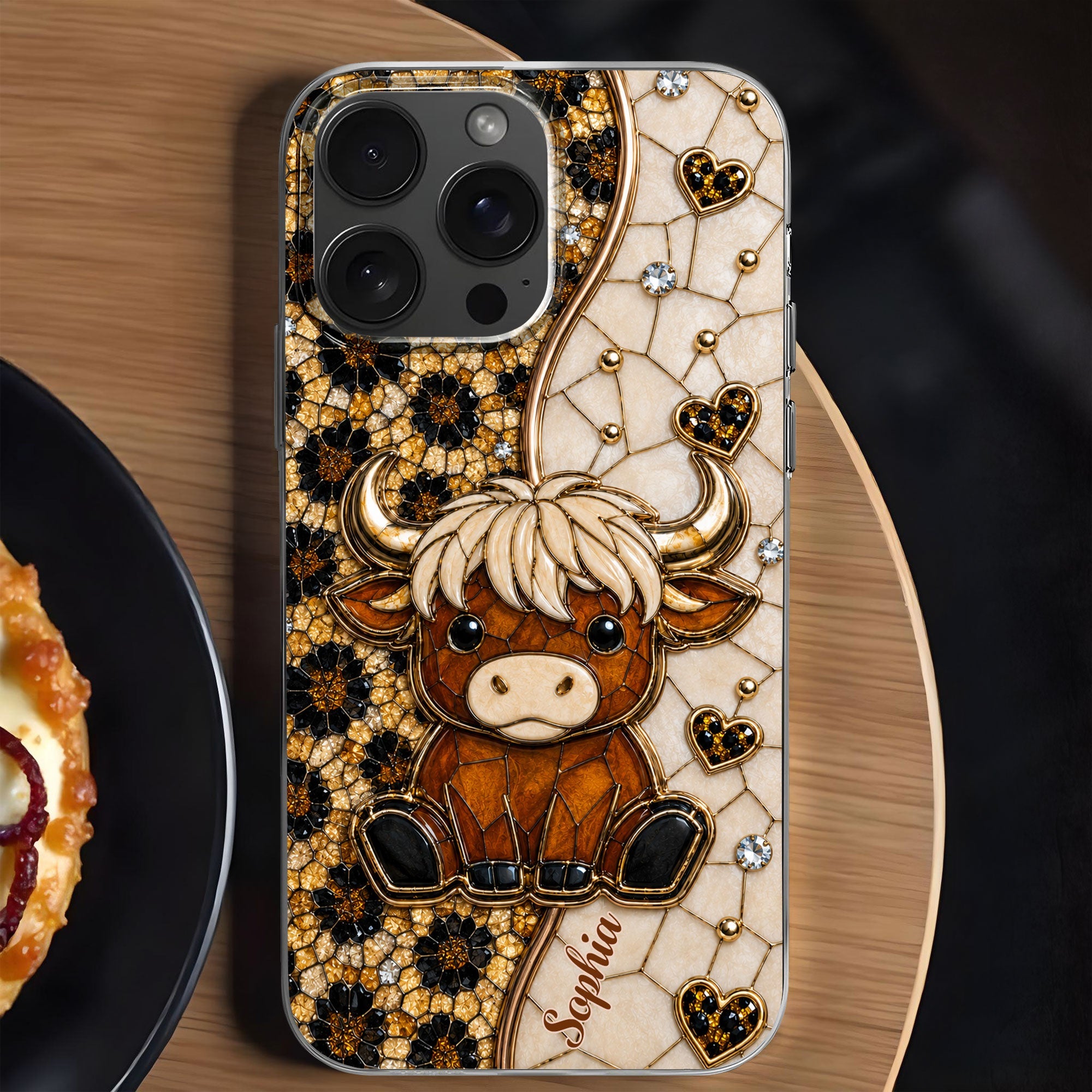 Personalized Clear Phone Case Cute Highland Cow Gift for Farm Lovers