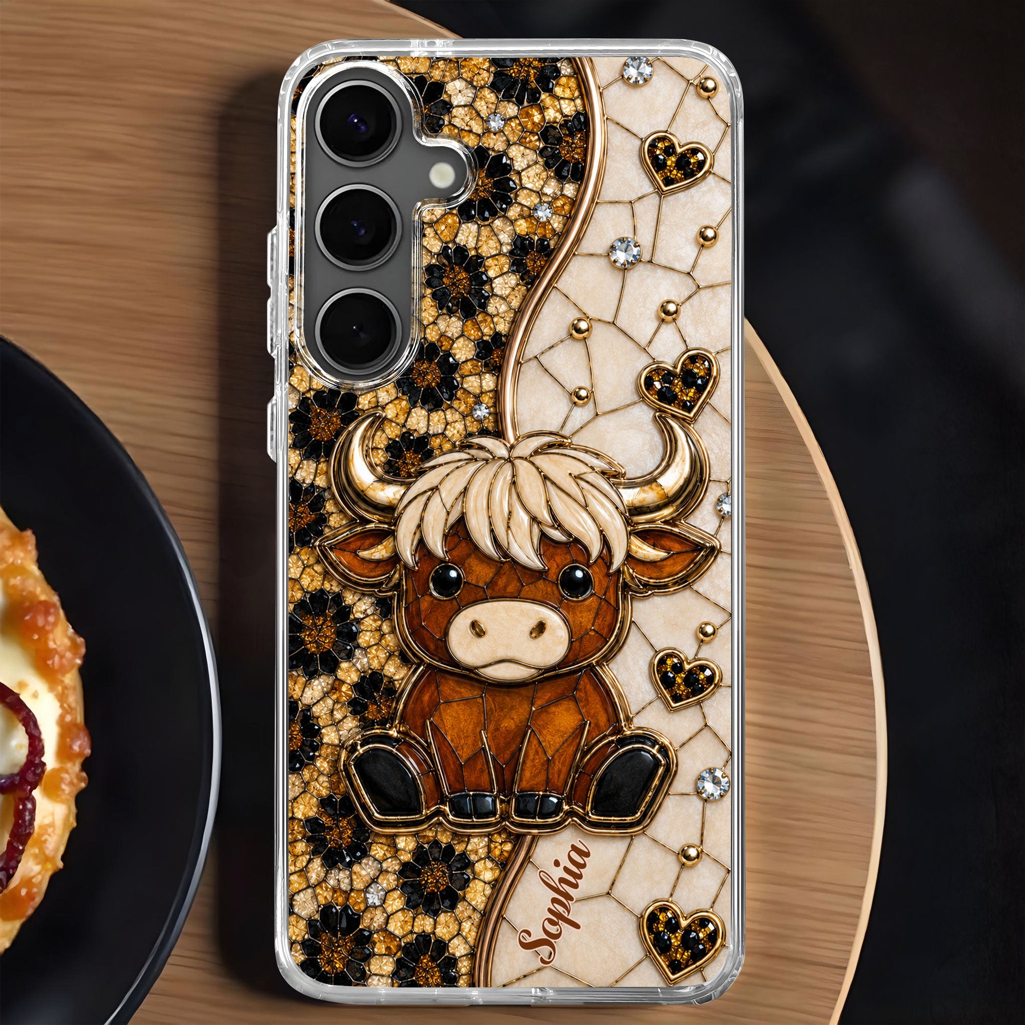 Personalized Clear Phone Case Cute Highland Cow Gift for Farm Lovers