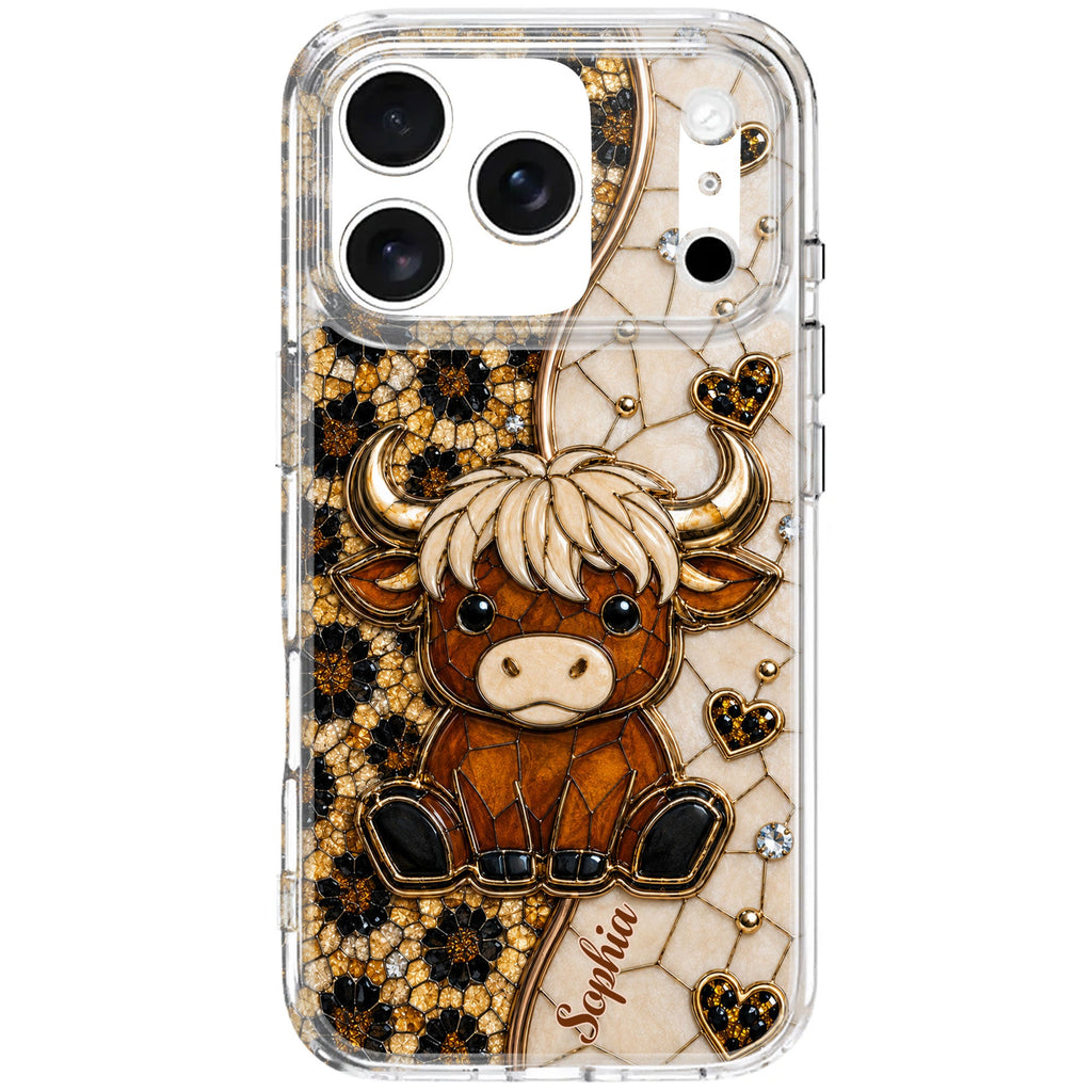 Personalized Clear Phone Case Cute Highland Cow Gift for Farm Lovers