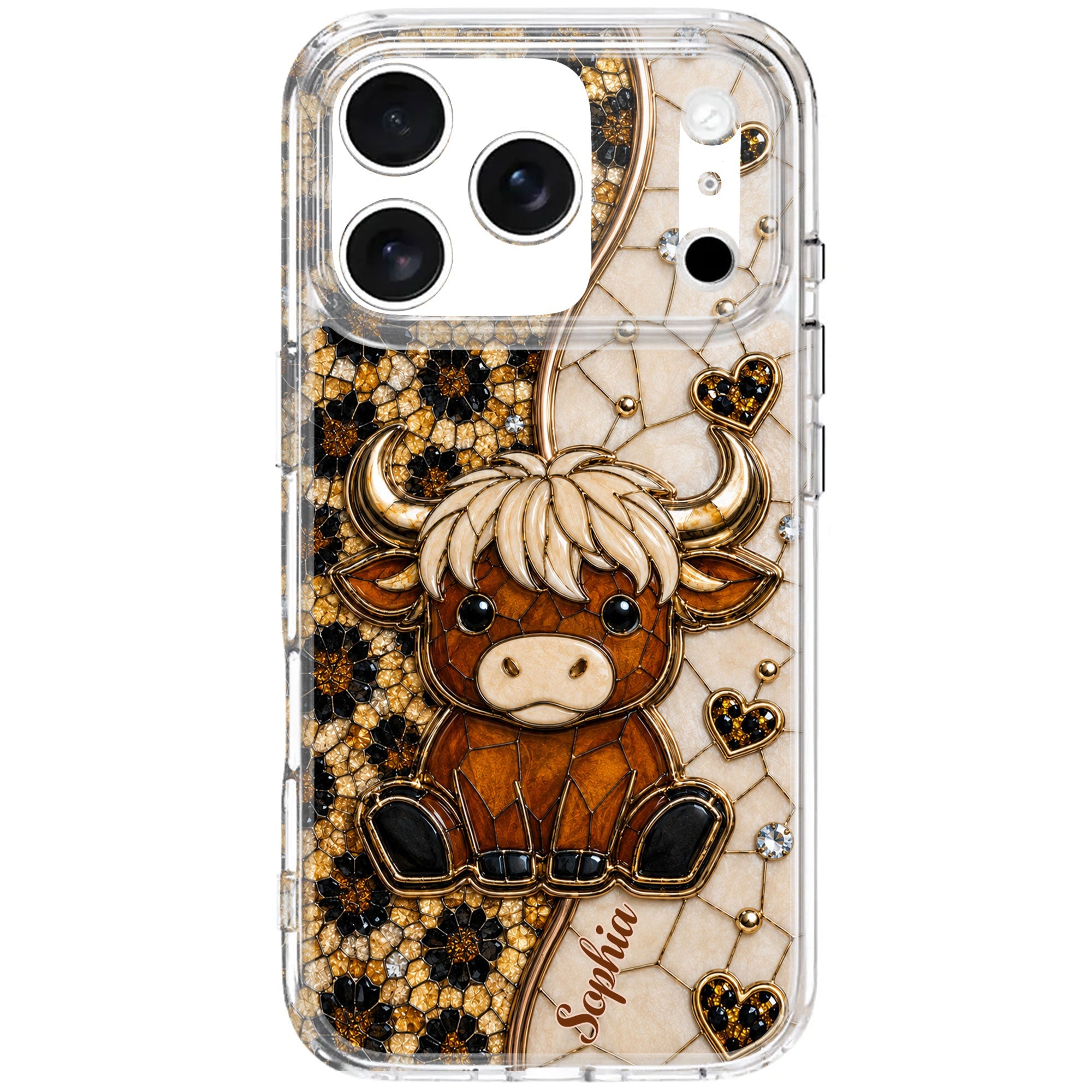 Personalized Clear Phone Case Cute Highland Cow Gift for Farm Lovers