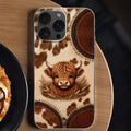 Personalized Clear Phone Case Highland Cow 3D Effect Gift