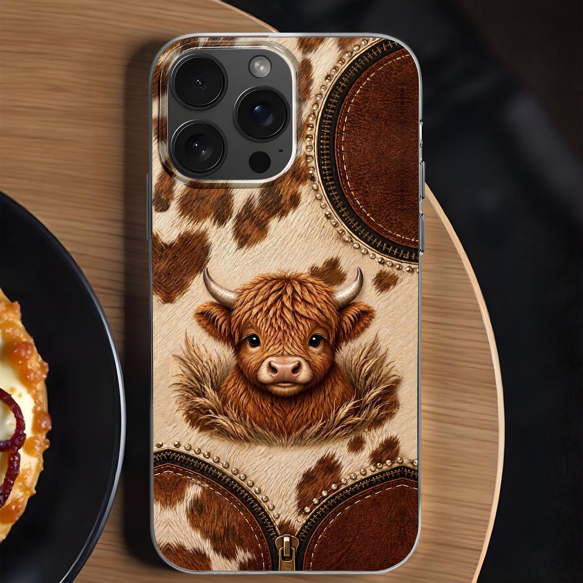 Personalized Clear Phone Case Highland Cow 3D Effect Gift
