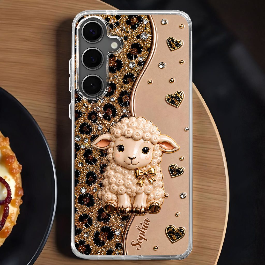 Personalized Cute Sheep Clear Phone Case Custom Name Gift