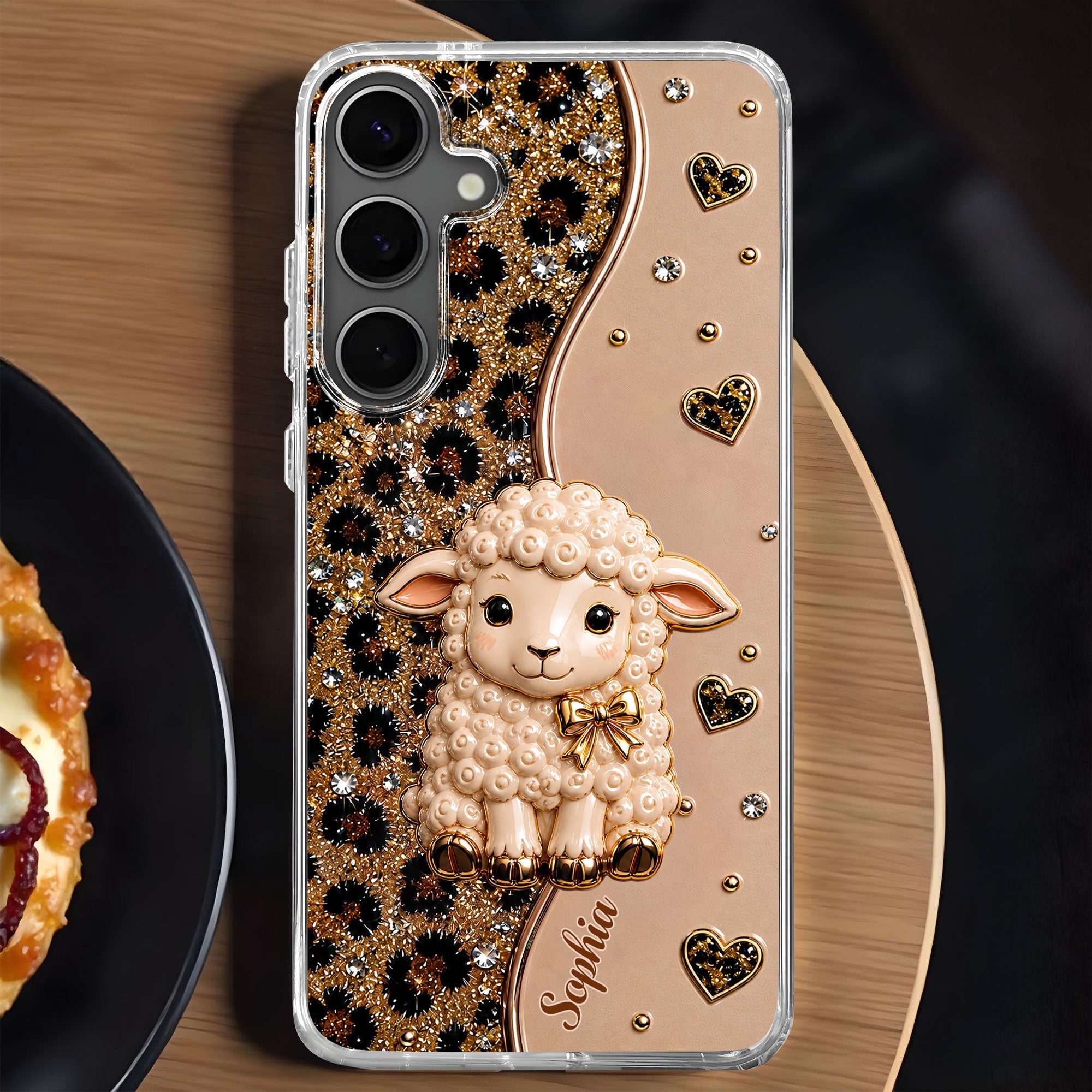 Personalized Cute Sheep Clear Phone Case Custom Name Gift