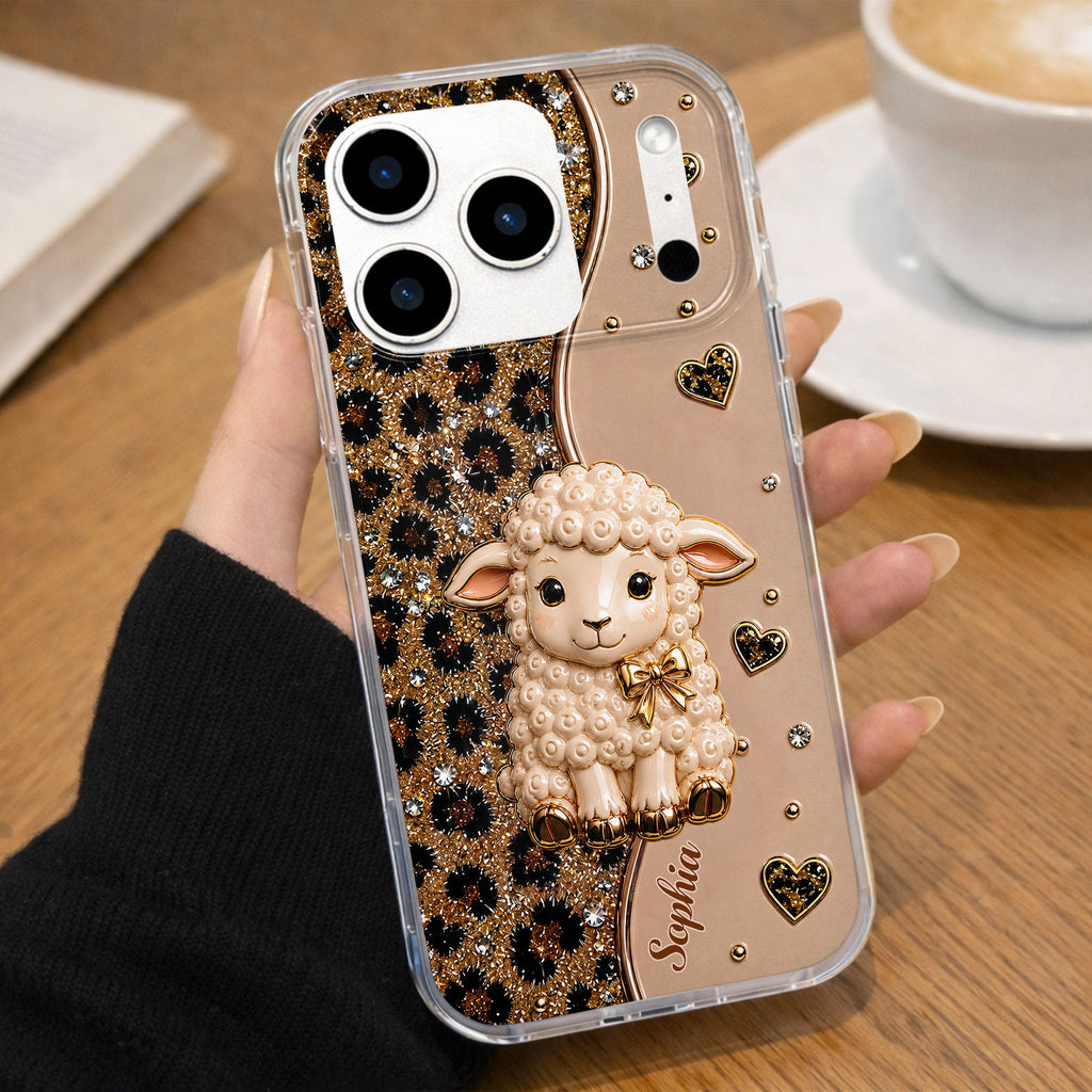 Personalized Cute Sheep Clear Phone Case Custom Name Gift