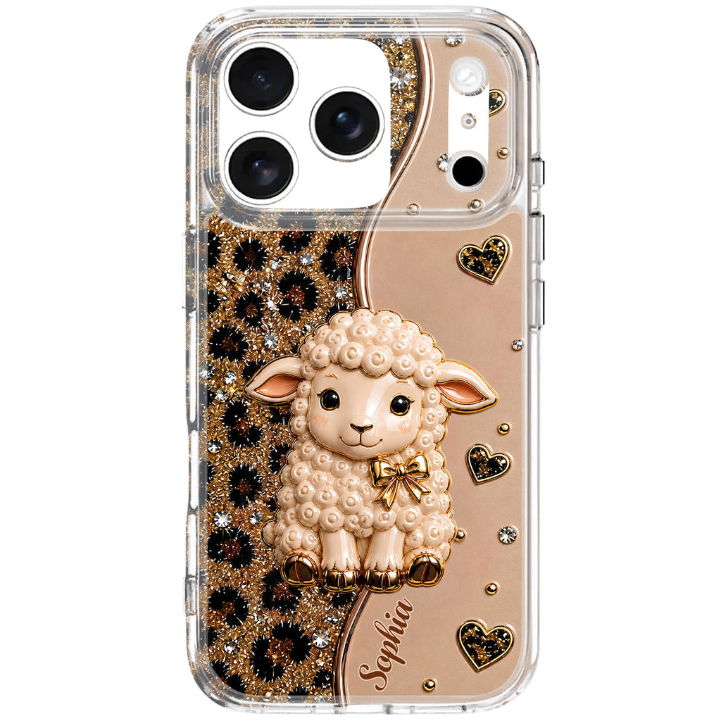 Personalized Cute Sheep Clear Phone Case Custom Name Gift