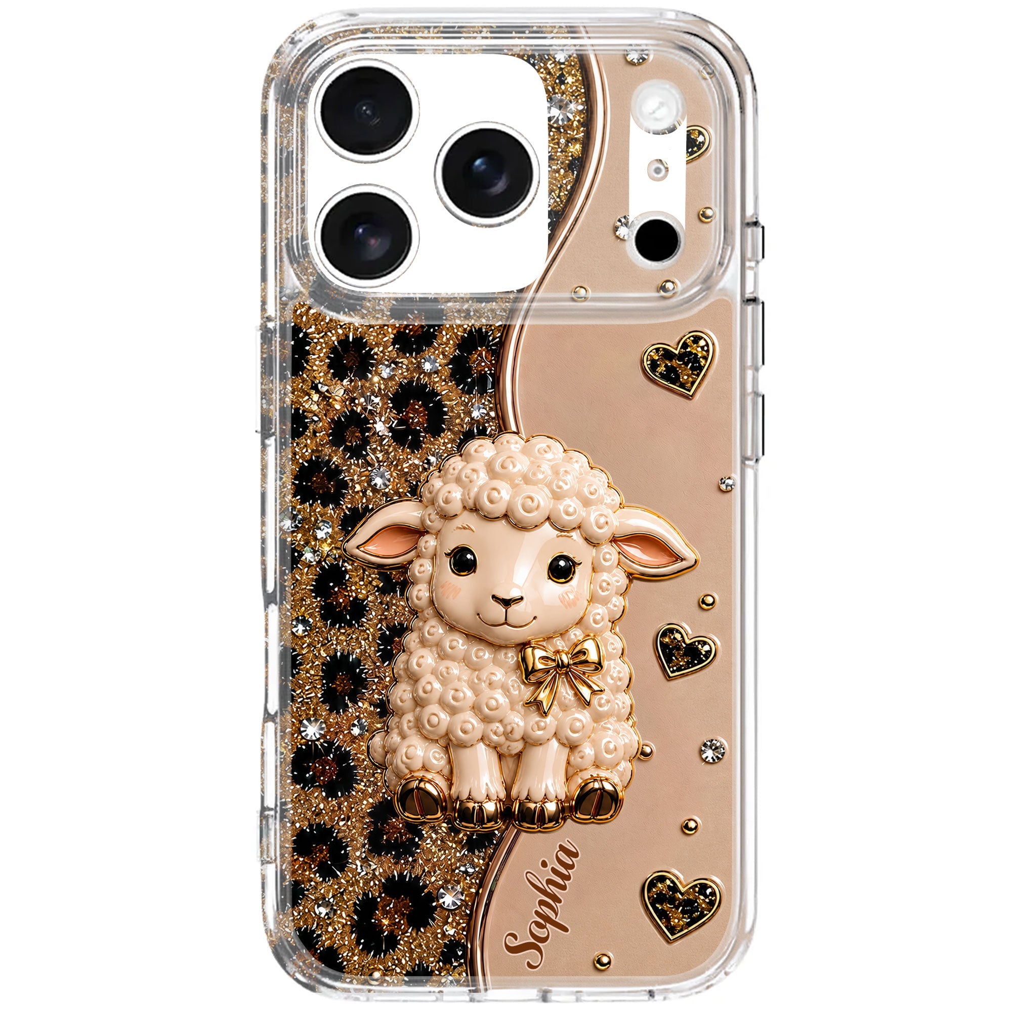 Personalized Cute Sheep Clear Phone Case Custom Name Gift