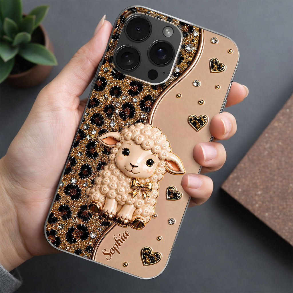 Personalized Cute Sheep Clear Phone Case Custom Name Gift