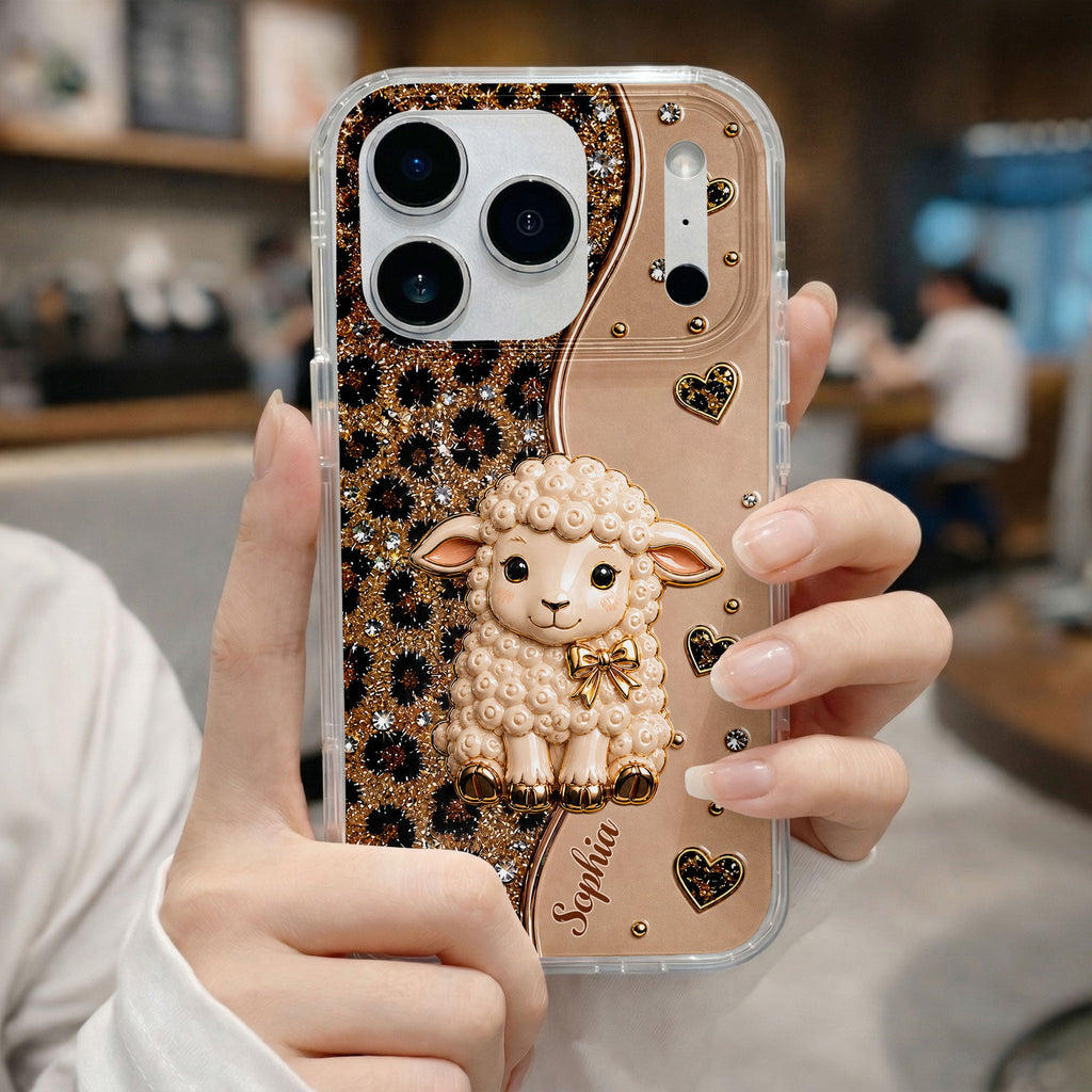 Personalized Cute Sheep Clear Phone Case Custom Name Gift