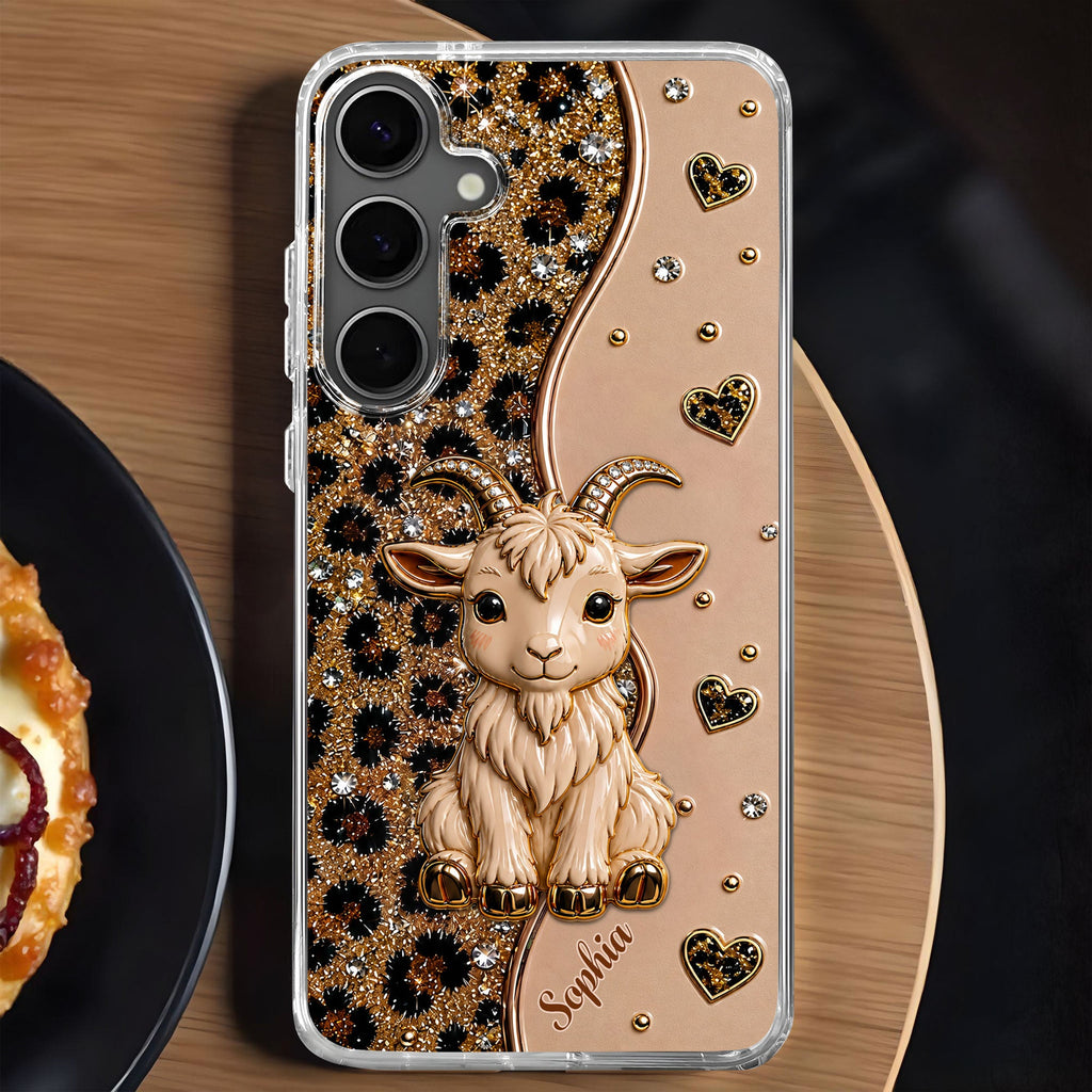Personalized Clear Phone Case Cute Goat Leopard Print Gift