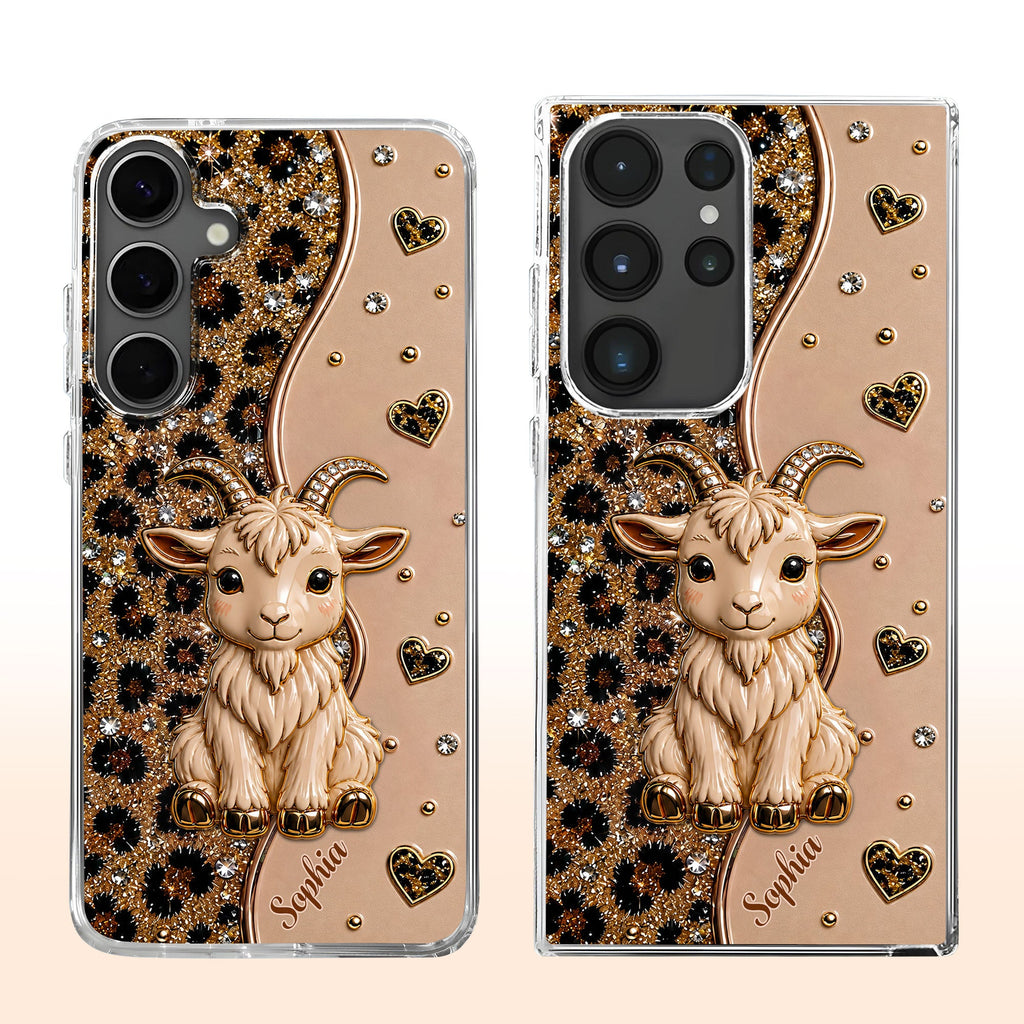 Personalized Clear Phone Case Cute Goat Leopard Print Gift