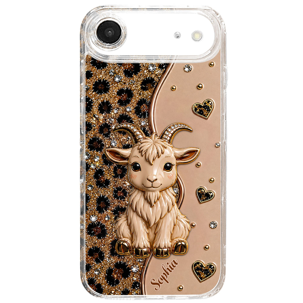 Personalized Clear Phone Case Cute Goat Leopard Print Gift