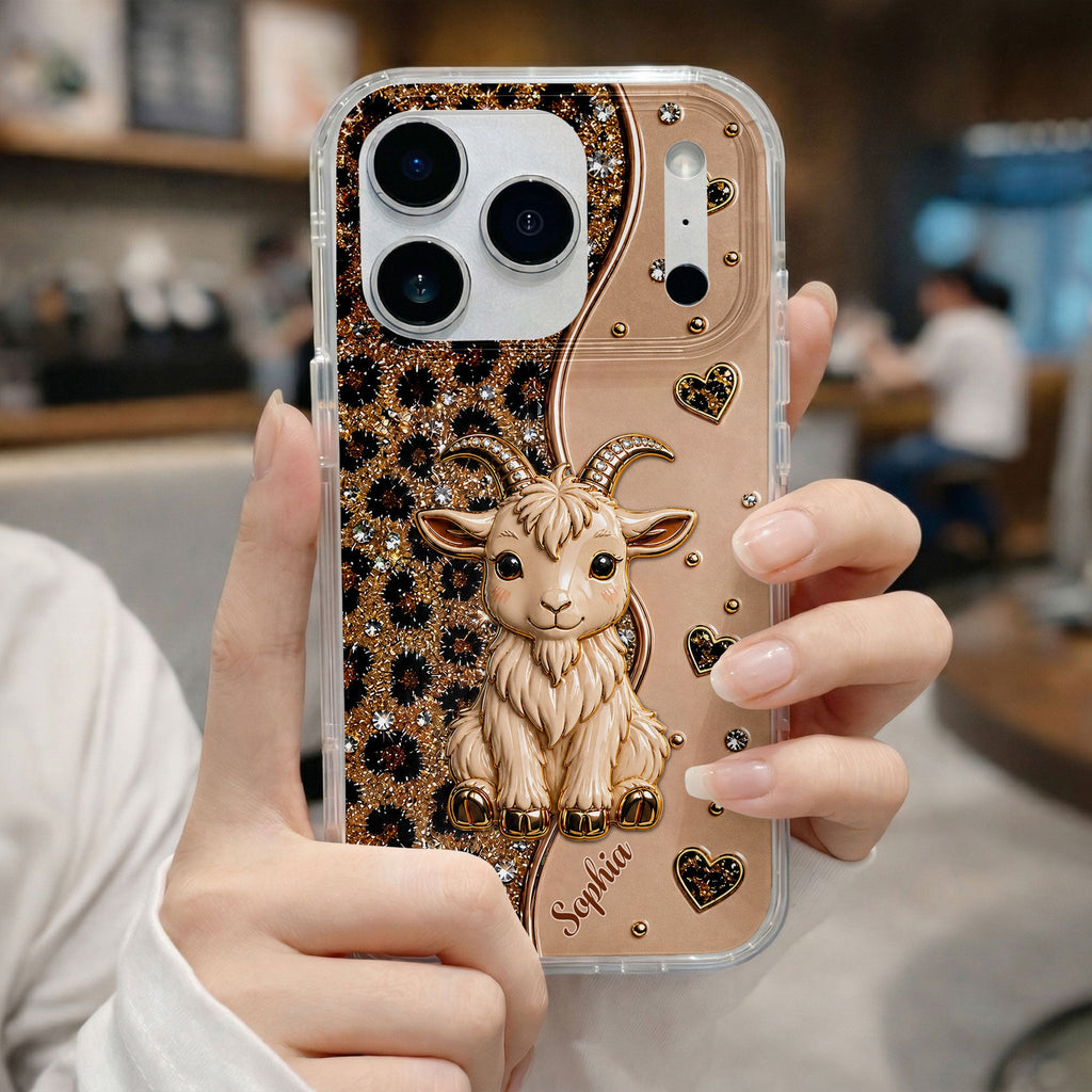 Personalized Clear Phone Case Cute Goat Leopard Print Gift
