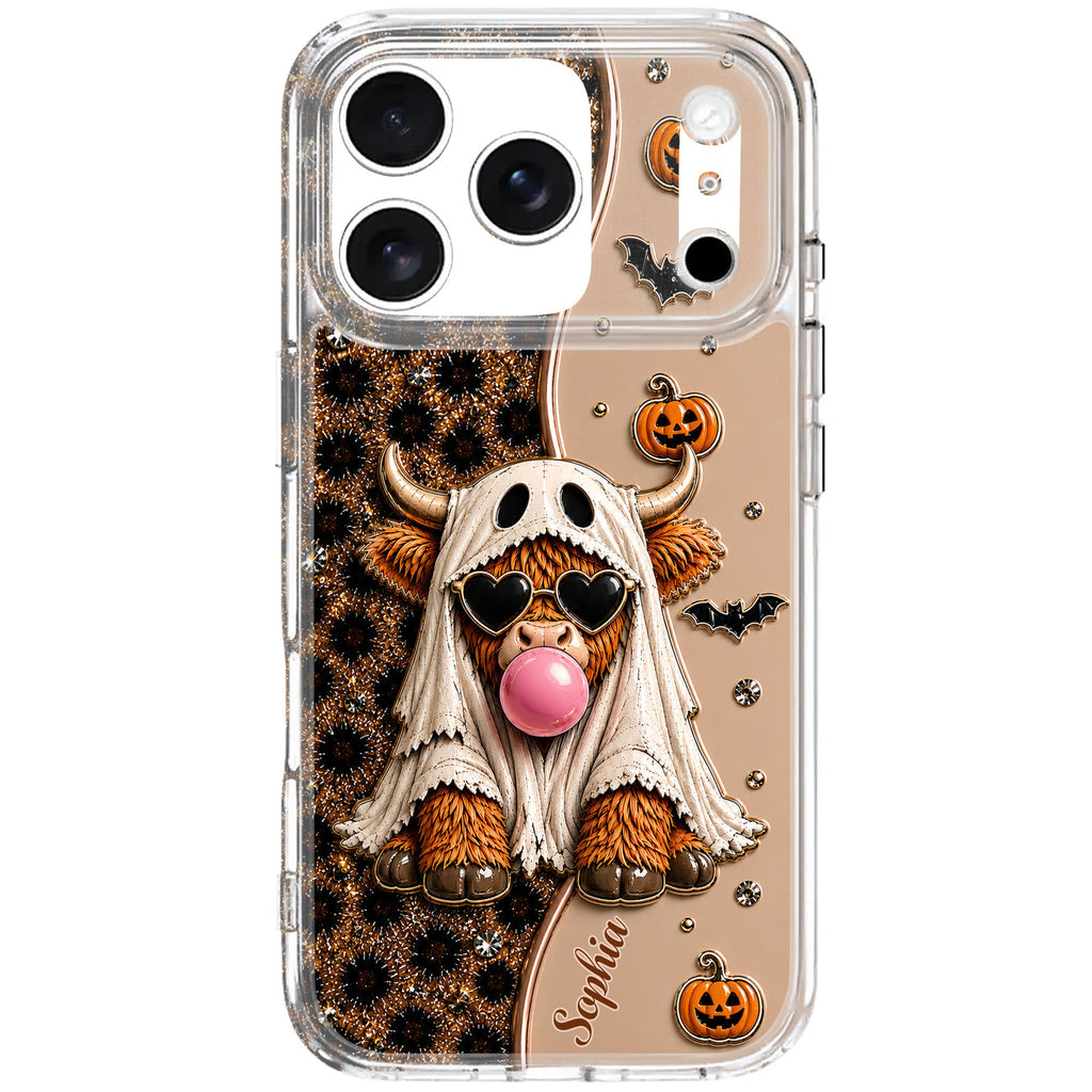 Personalized Clear Phone Case Cute Ghost Highland Cow Gift