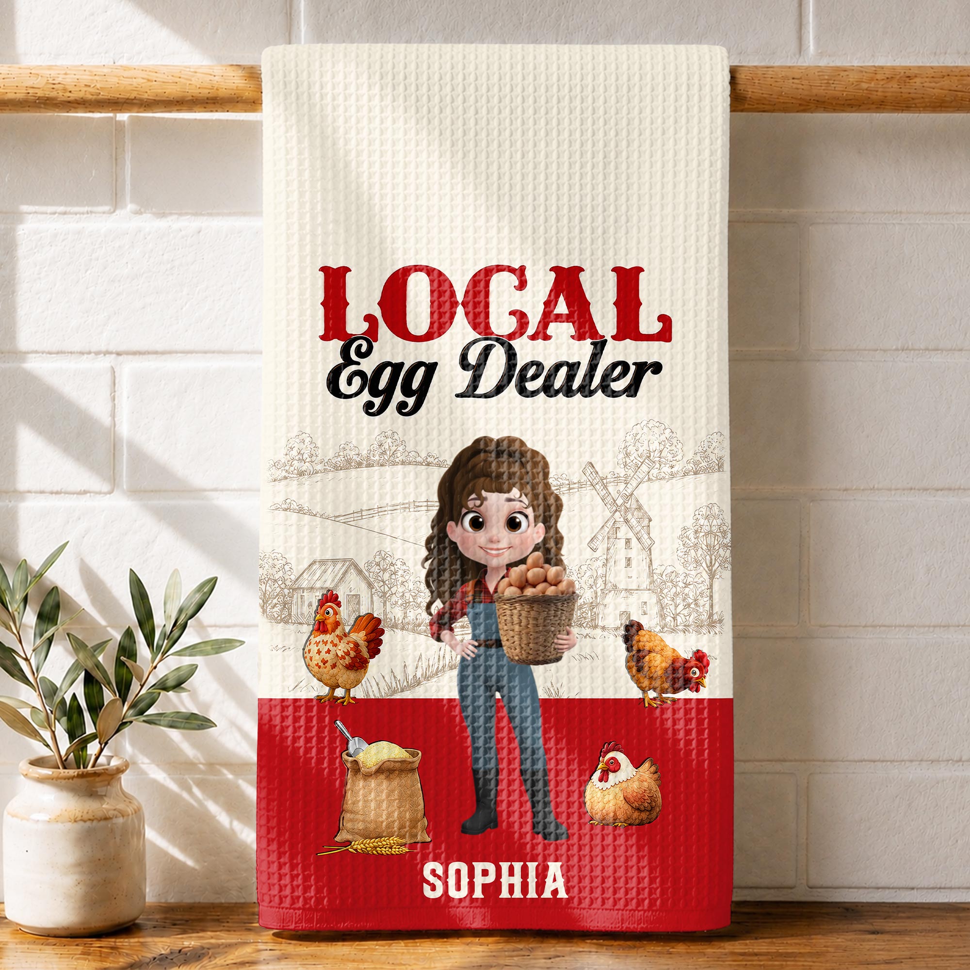 Personalized Kitchen Towel Custom Name Chicken Lover Gift Kitchen Towel GradoCreations
