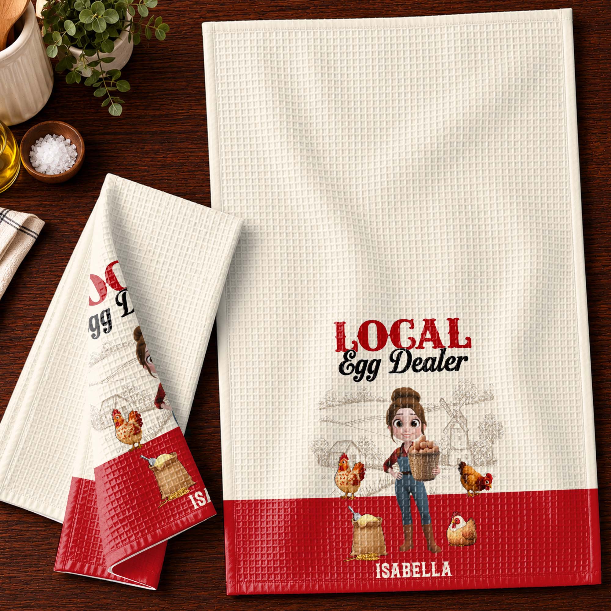 Personalized Kitchen Towel Custom Name Chicken Lover Gift Kitchen Towel GradoCreations