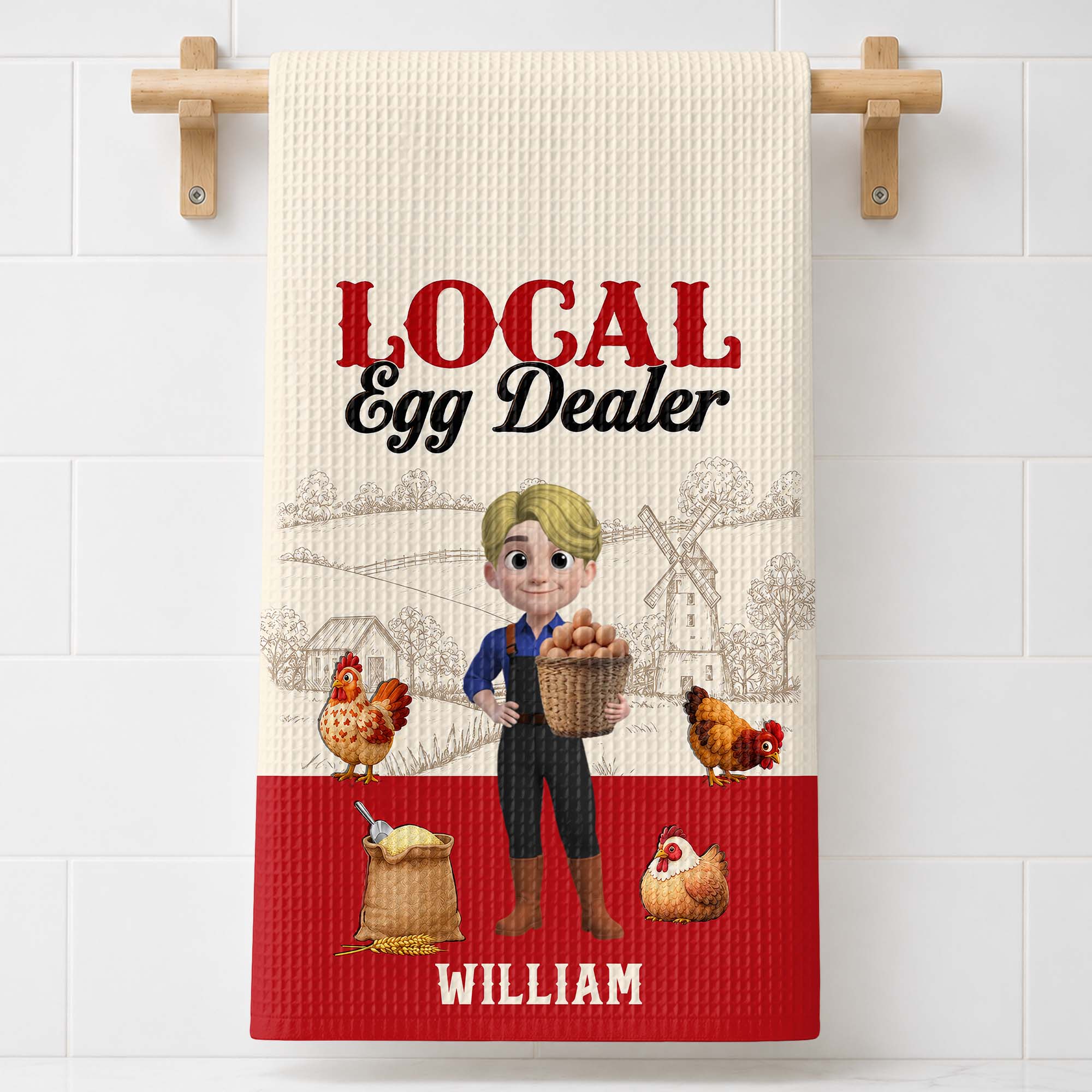 Personalized Kitchen Towel Custom Name Chicken Lover Gift Kitchen Towel GradoCreations