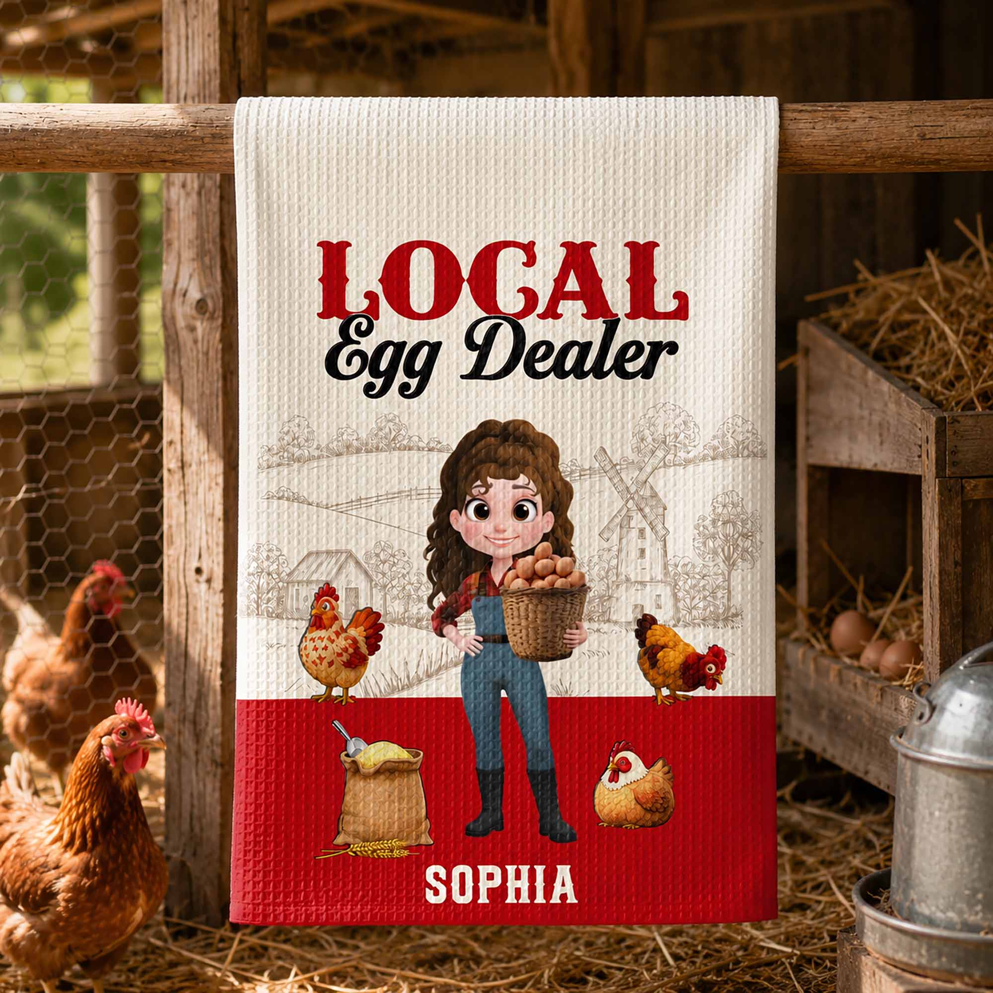 Personalized Kitchen Towel Custom Name Chicken Lover Gift Kitchen Towel GradoCreations