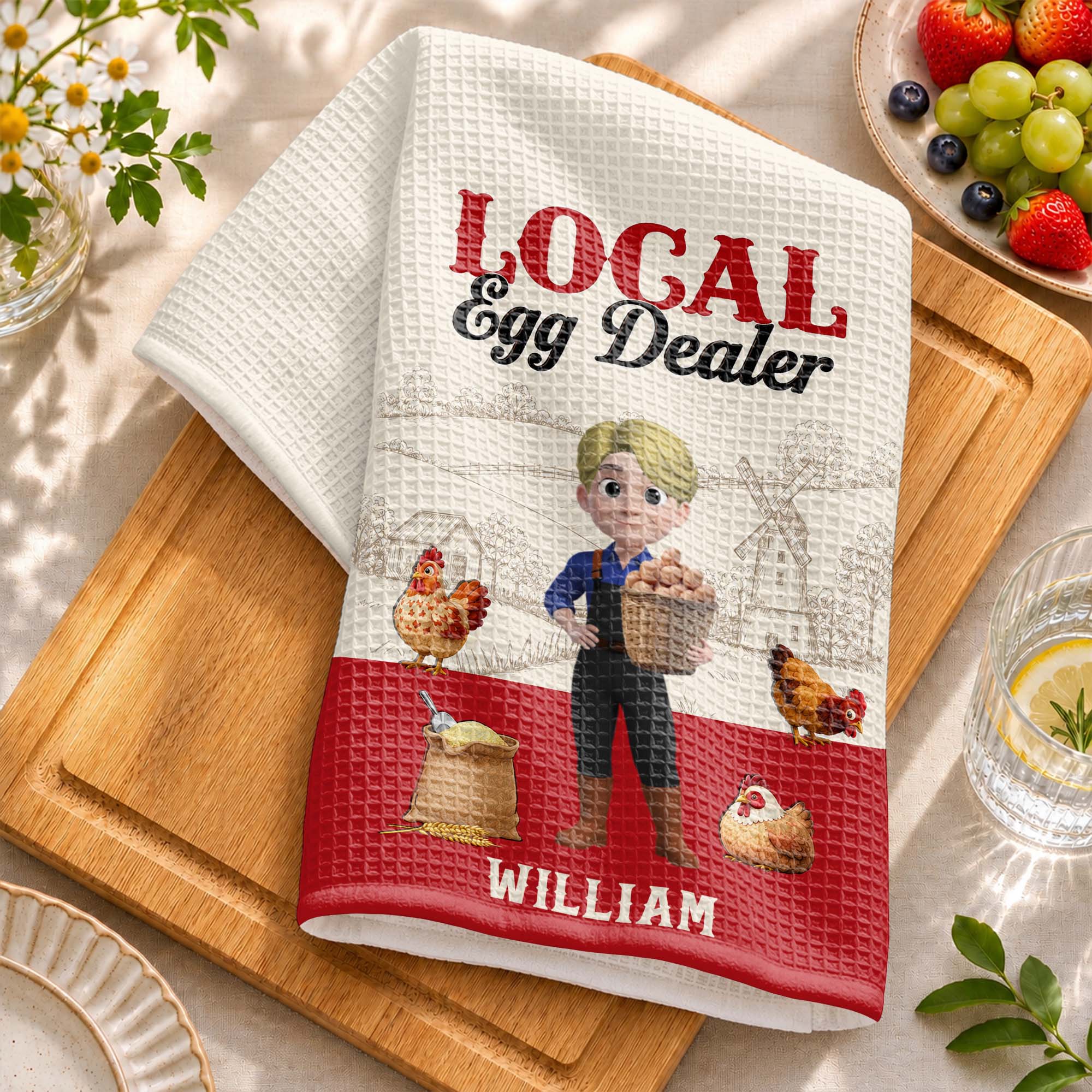 Personalized Kitchen Towel Custom Name Chicken Lover Gift Kitchen Towel GradoCreations