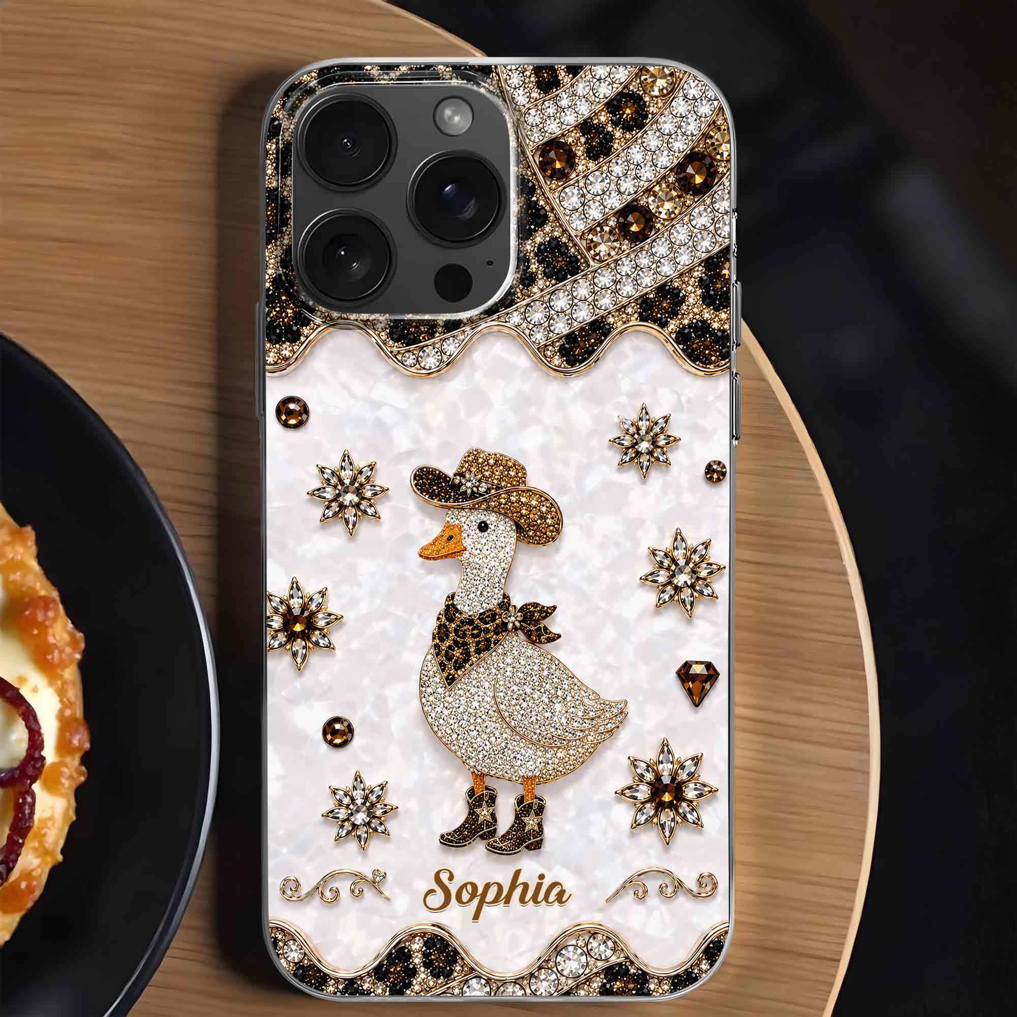 Personalized Clear Phone Case Cowboy Goose Sparkle Gift Clear Phone Case GradoCreations