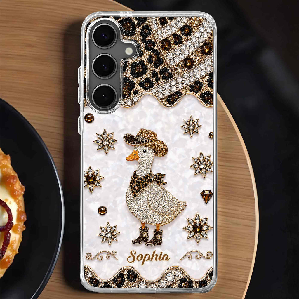 Personalized Clear Phone Case Cowboy Goose Sparkle Gift Clear Phone Case GradoCreations
