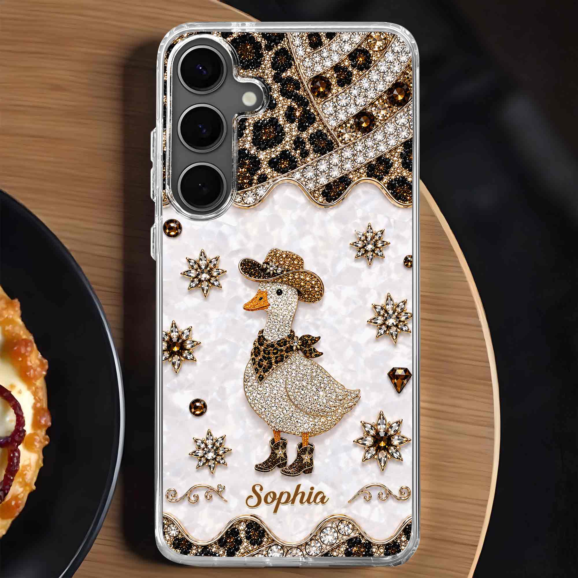 Personalized Clear Phone Case Cowboy Goose Sparkle Gift Clear Phone Case GradoCreations