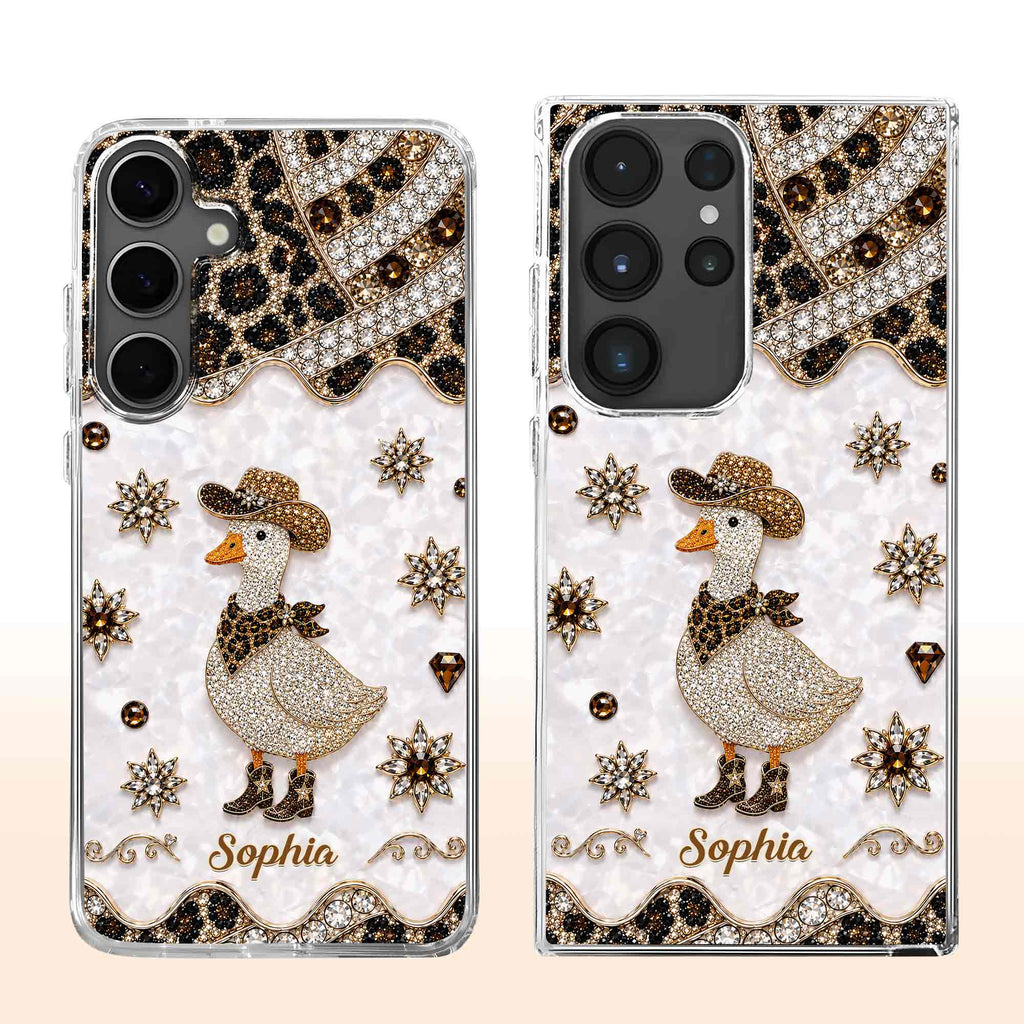 Personalized Clear Phone Case Cowboy Goose Sparkle Gift Clear Phone Case GradoCreations