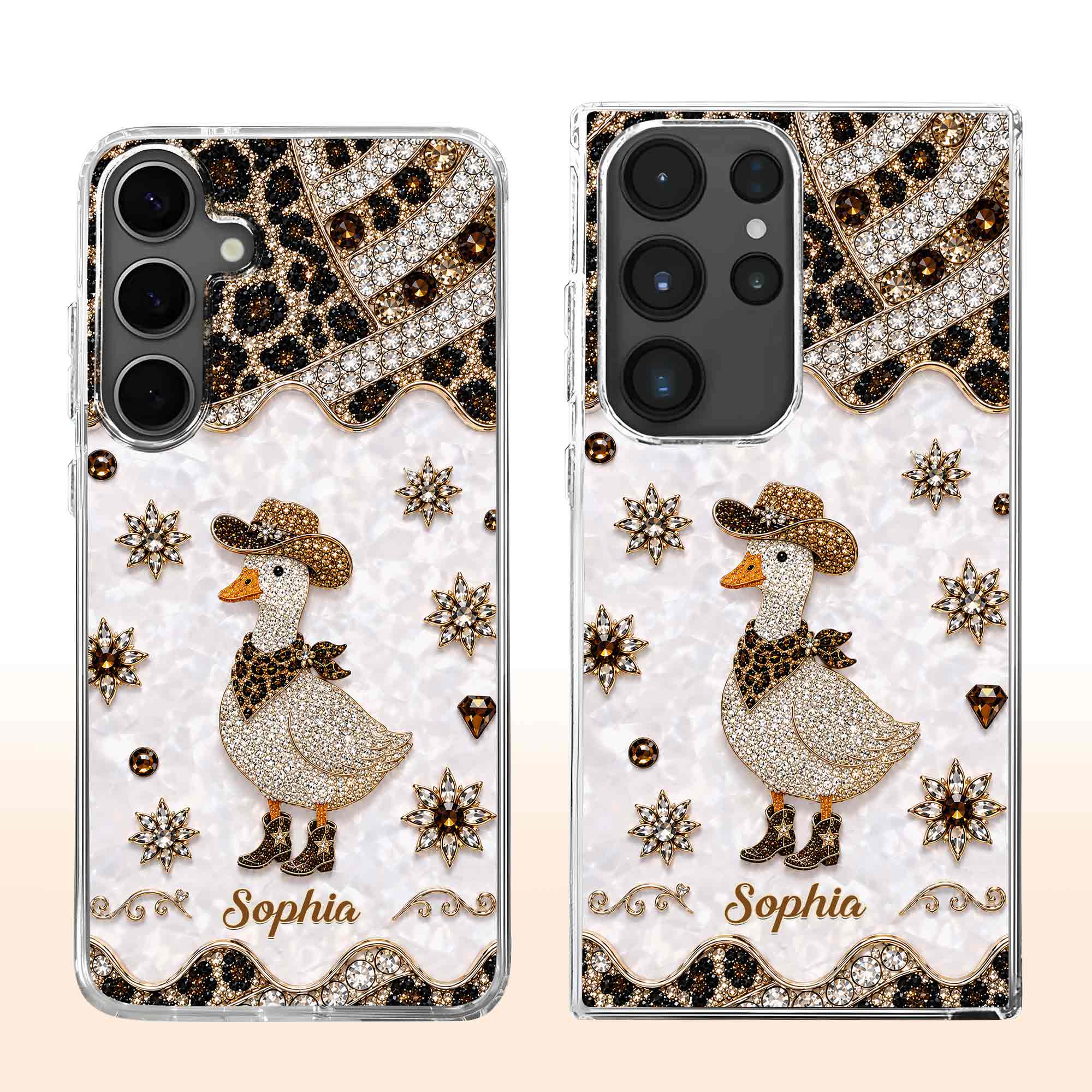 Personalized Clear Phone Case Cowboy Goose Sparkle Gift Clear Phone Case GradoCreations