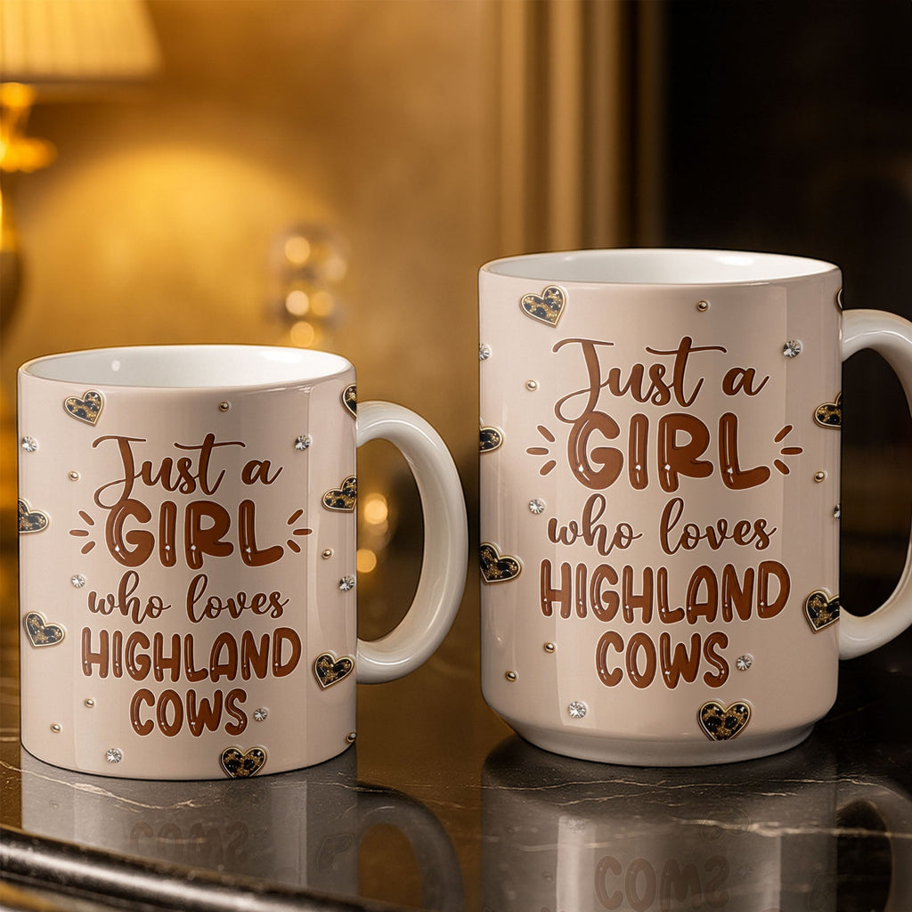 Personalized Highland Cow Coffee Mug Custom Name Gift for Animal Lovers Edge-to-edge Mug GradoCreations