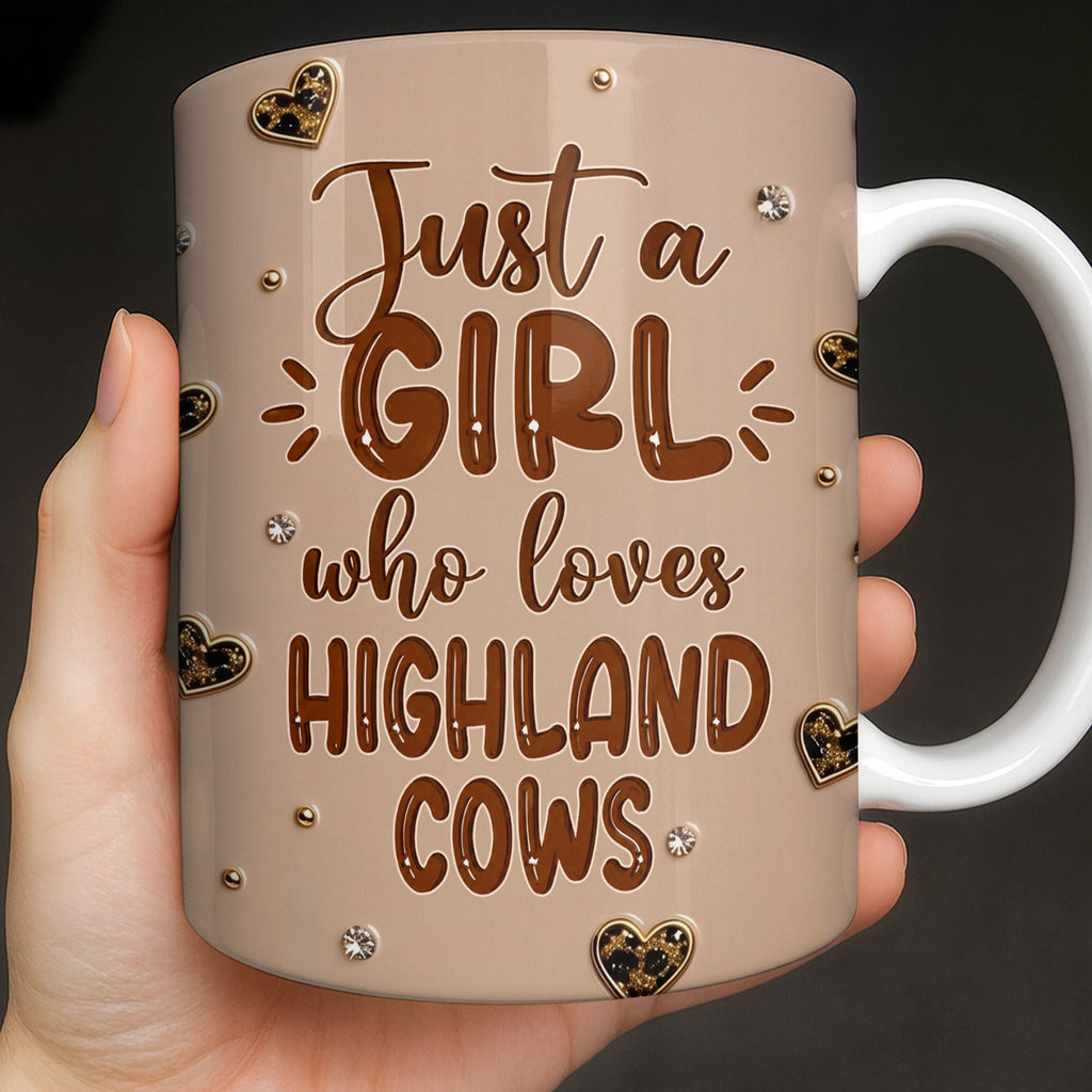 Personalized Highland Cow Coffee Mug Custom Name Gift for Animal Lovers Edge-to-edge Mug GradoCreations