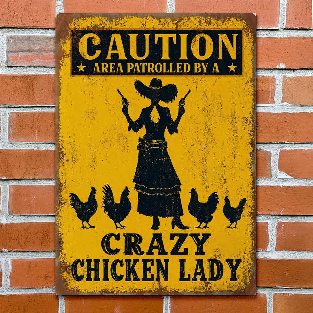 Personalized Metal Sign Crazy Chicken Lady Gift for Farmers Metal Sign GradoCreations