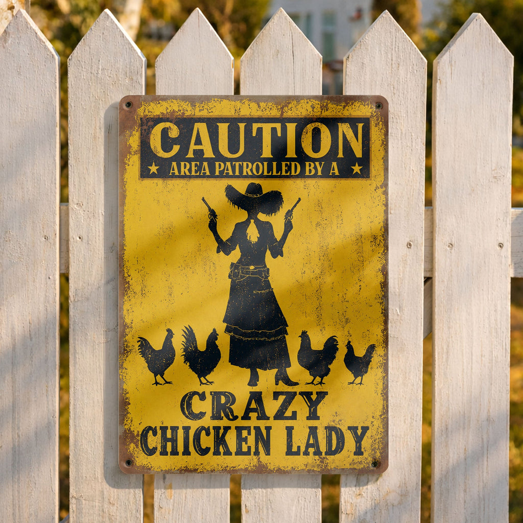 Personalized Metal Sign Crazy Chicken Lady Gift for Farmers Metal Sign GradoCreations