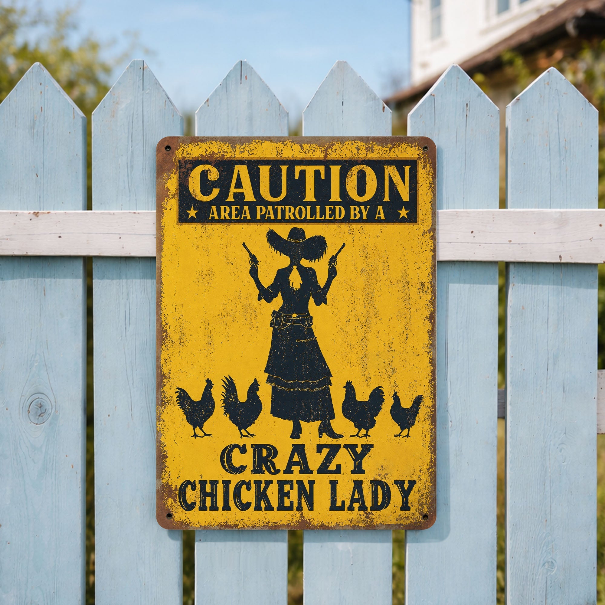 Personalized Metal Sign Crazy Chicken Lady Gift for Farmers Metal Sign GradoCreations