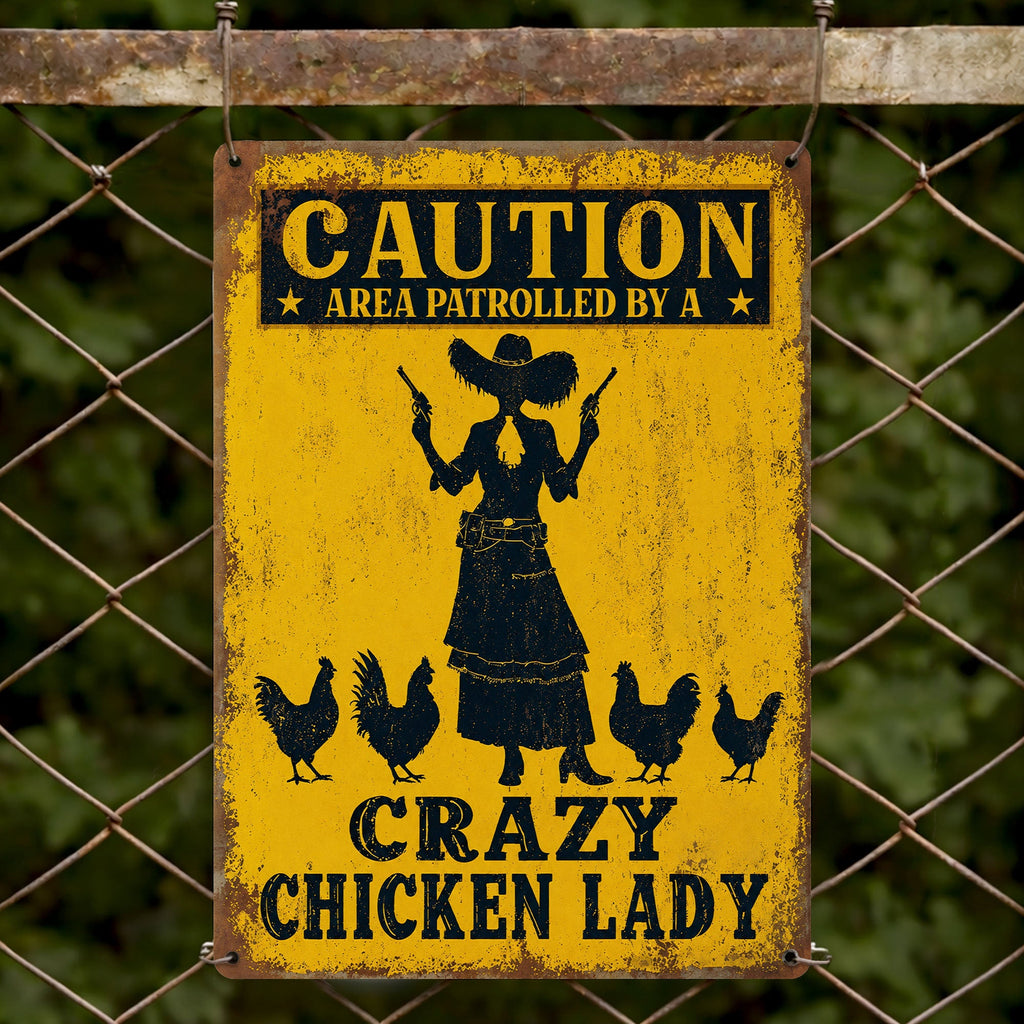 Personalized Metal Sign Crazy Chicken Lady Gift for Farmers Metal Sign GradoCreations
