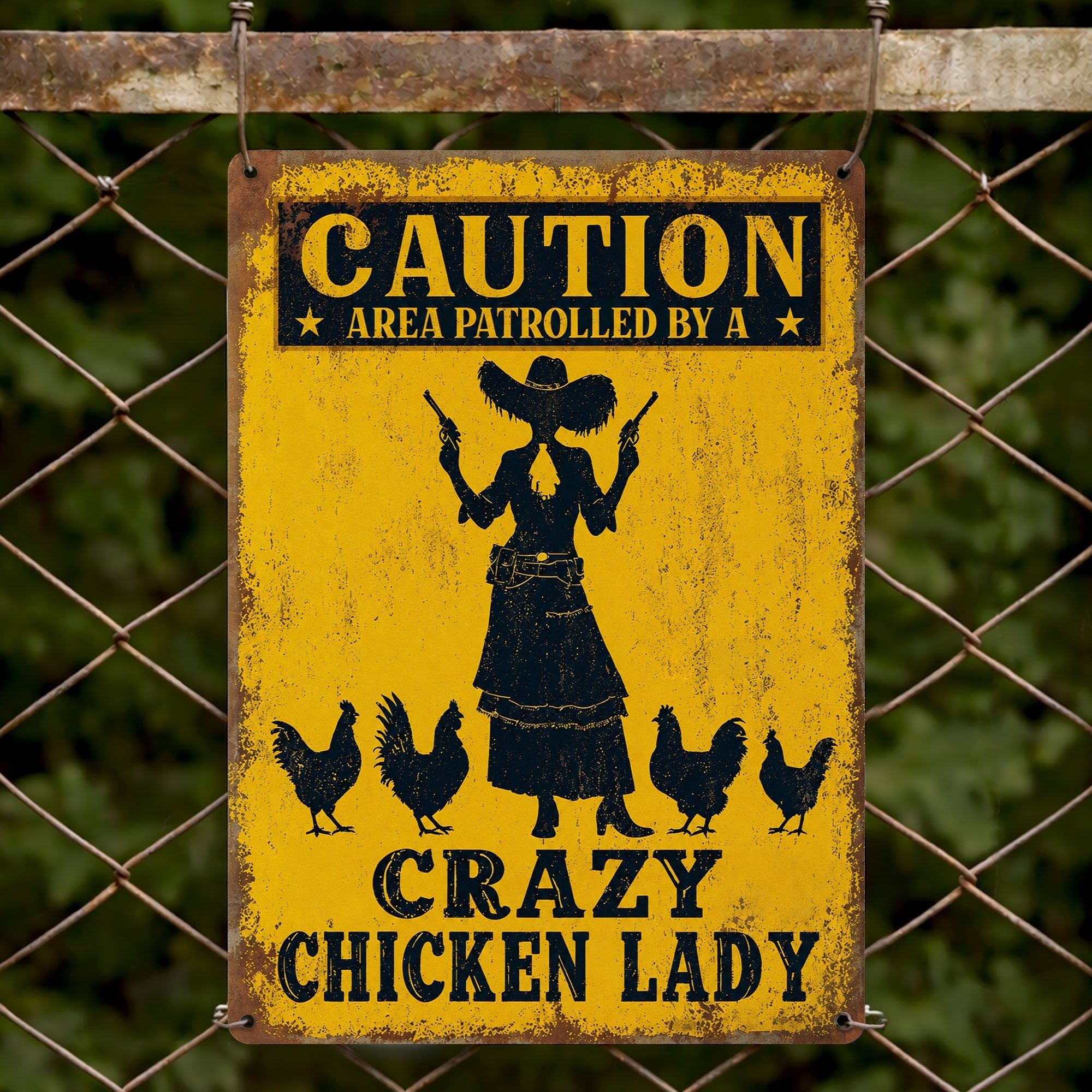 Personalized Metal Sign Crazy Chicken Lady Gift for Farmers Metal Sign GradoCreations