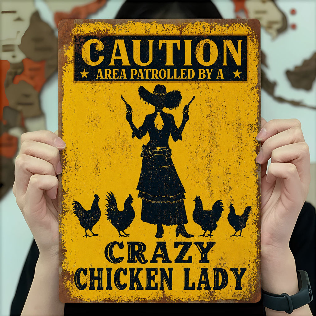 Personalized Metal Sign Crazy Chicken Lady Gift for Farmers Metal Sign GradoCreations