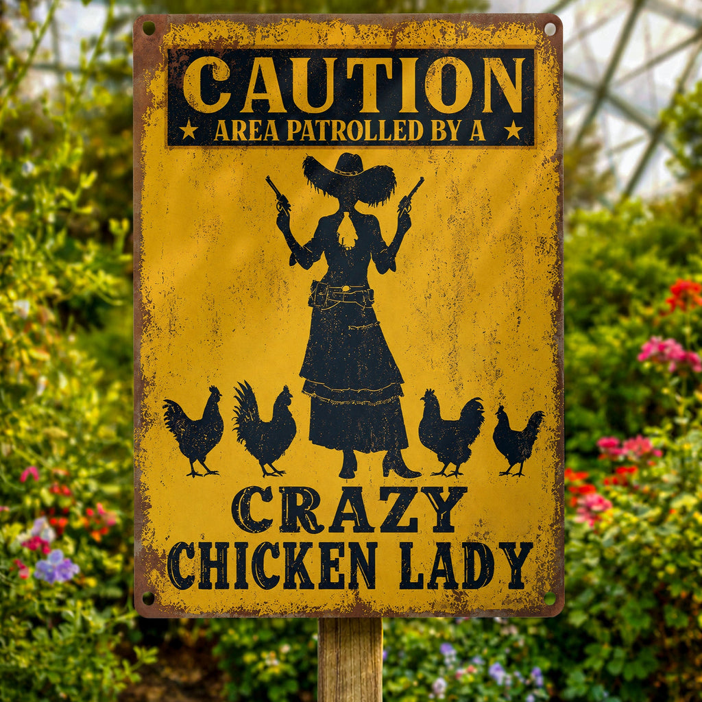 Personalized Metal Sign Crazy Chicken Lady Gift for Farmers Metal Sign GradoCreations
