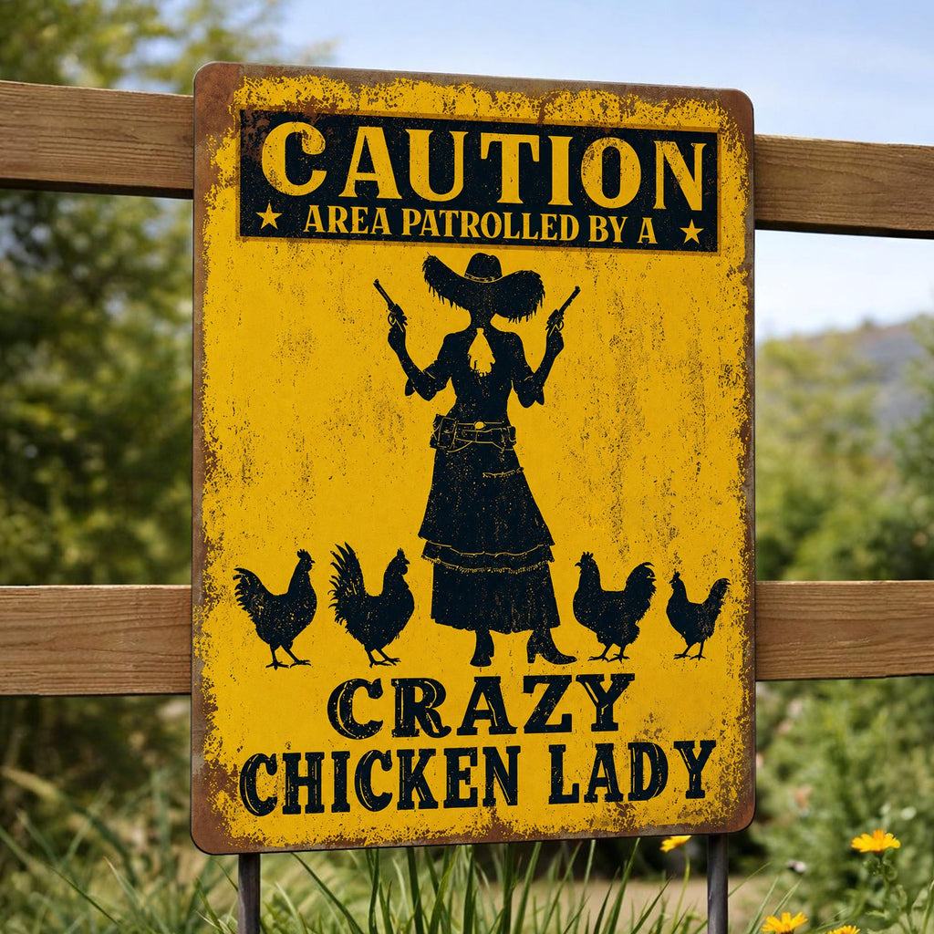 Personalized Metal Sign Crazy Chicken Lady Gift for Farmers Metal Sign GradoCreations