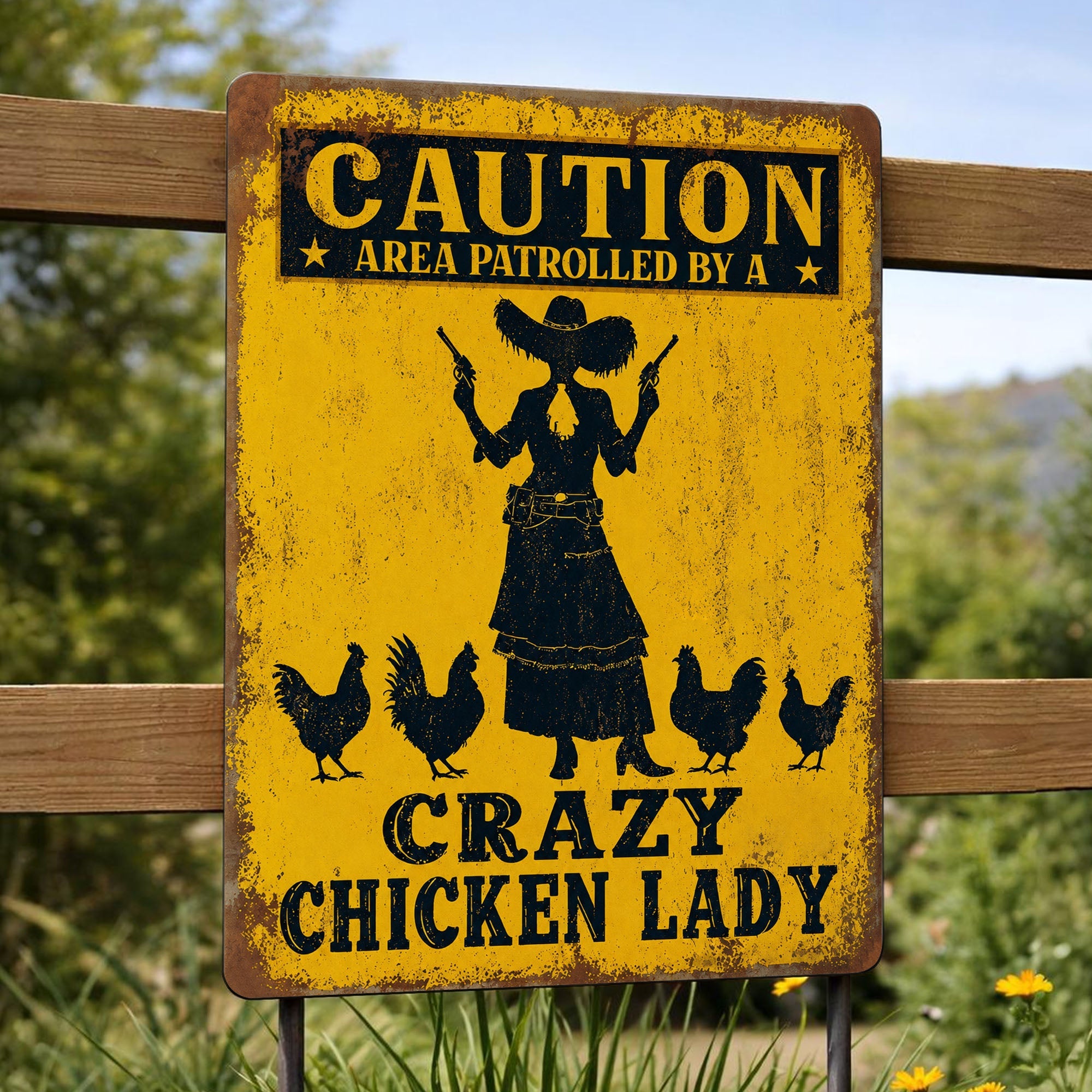 Personalized Metal Sign Crazy Chicken Lady Gift for Farmers Metal Sign GradoCreations
