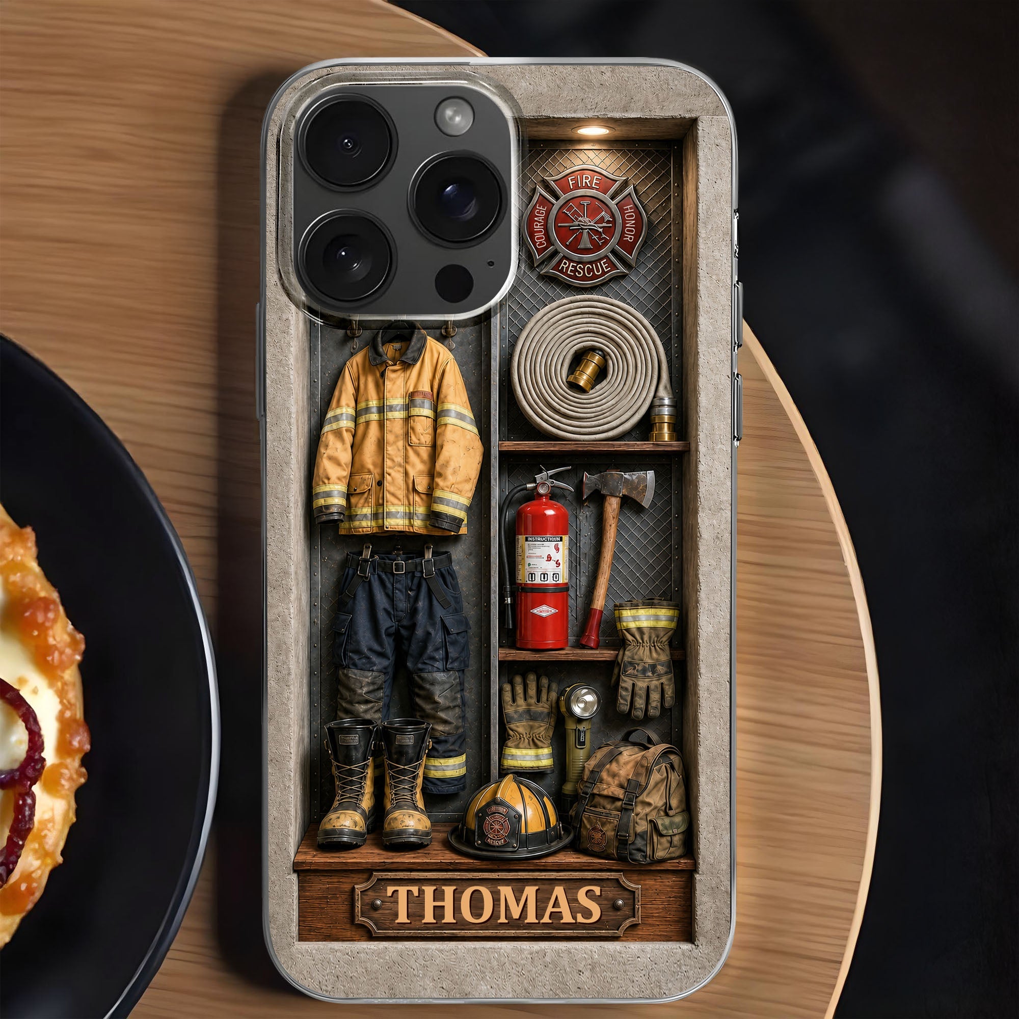 Personalized Clear Phone Case Custom Name Firefighter Gift Clear Phone Case GradoCreations