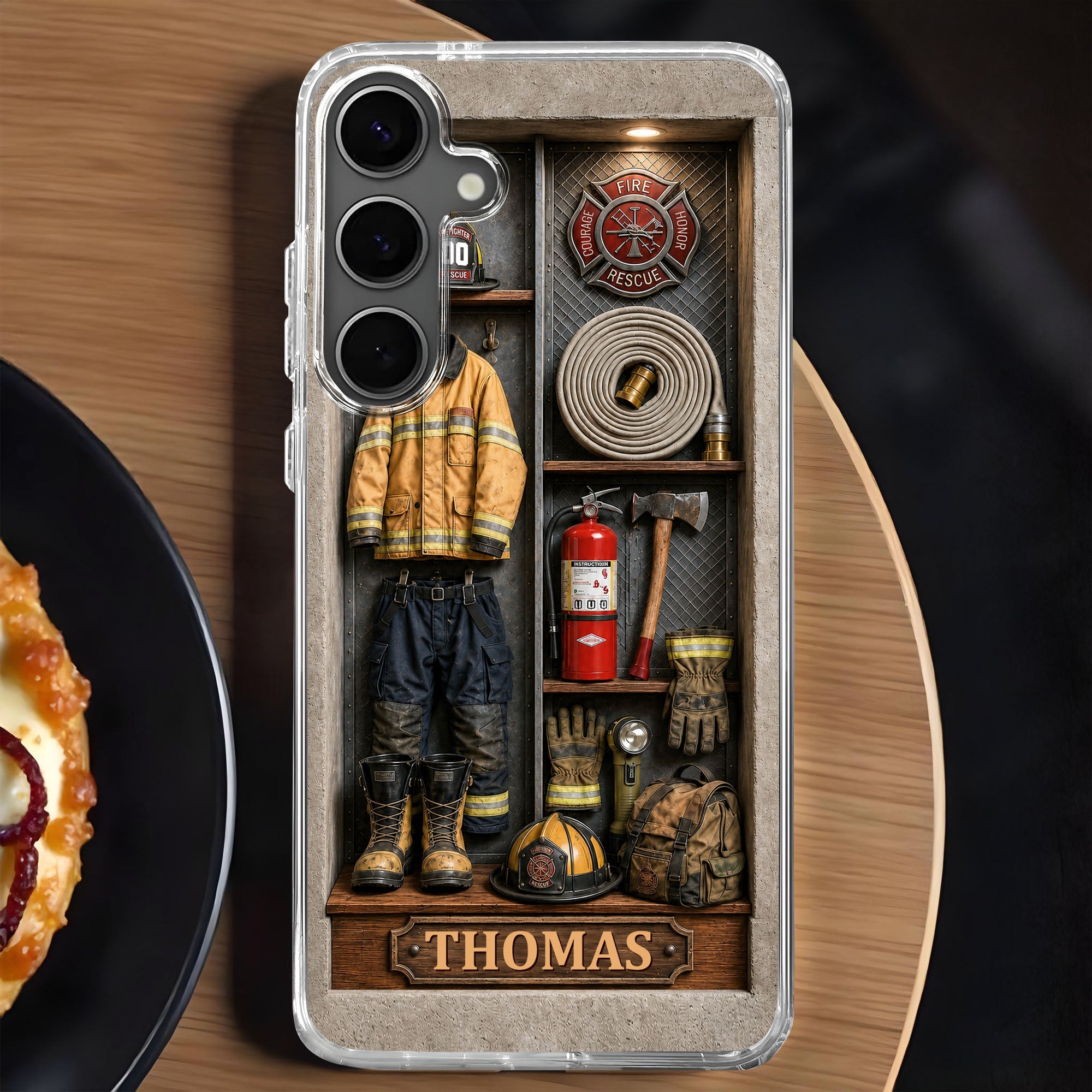 Personalized Clear Phone Case Custom Name Firefighter Gift Clear Phone Case GradoCreations
